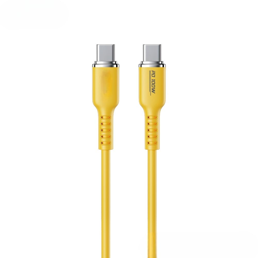 WDC-11 Tint Series Real Silicone Data Cable (C-C 100W)-Yellow