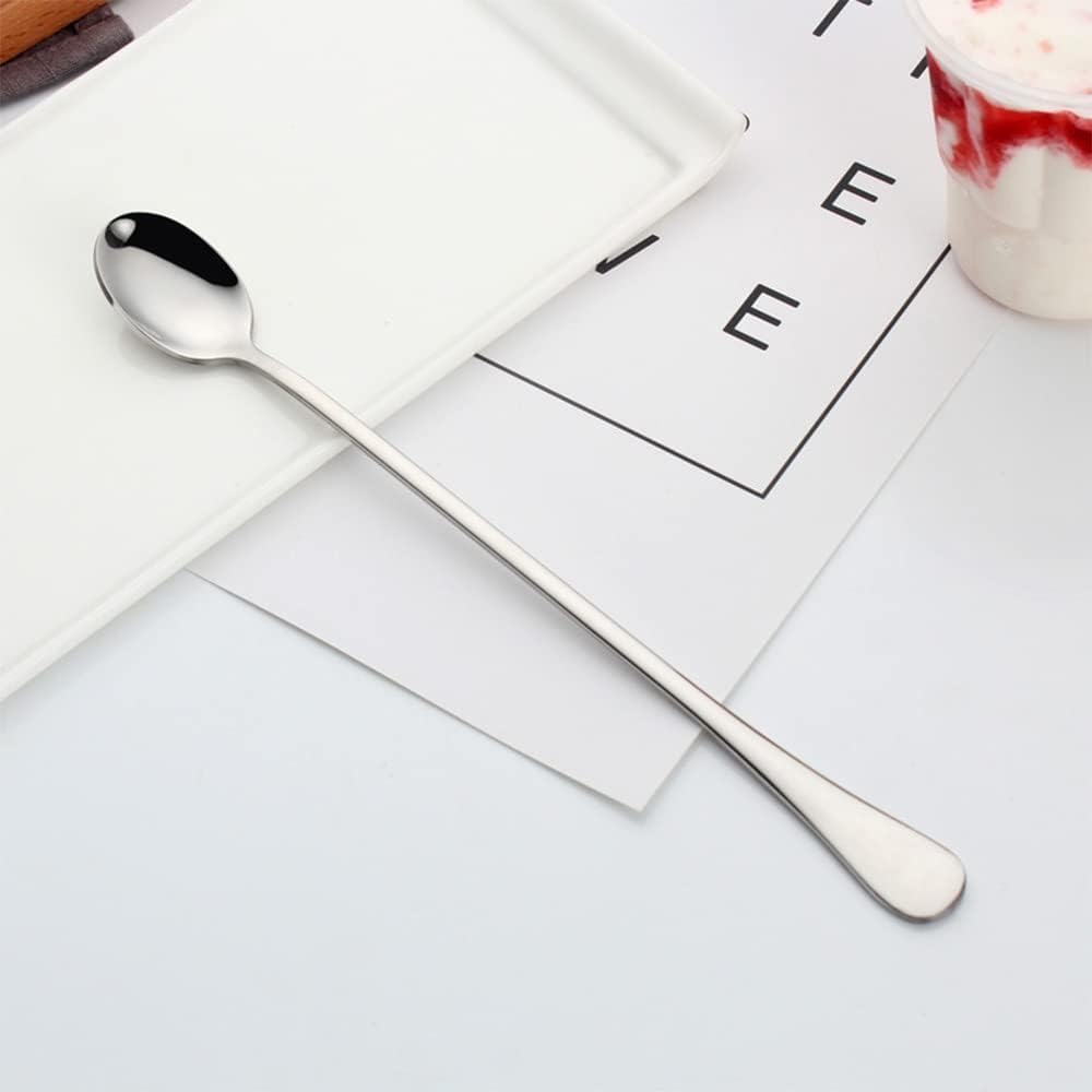 ملعقة شاي مثلج بمقبض طويل من الفولاذ المقاوم للصدأ مقاس 9 بوصات