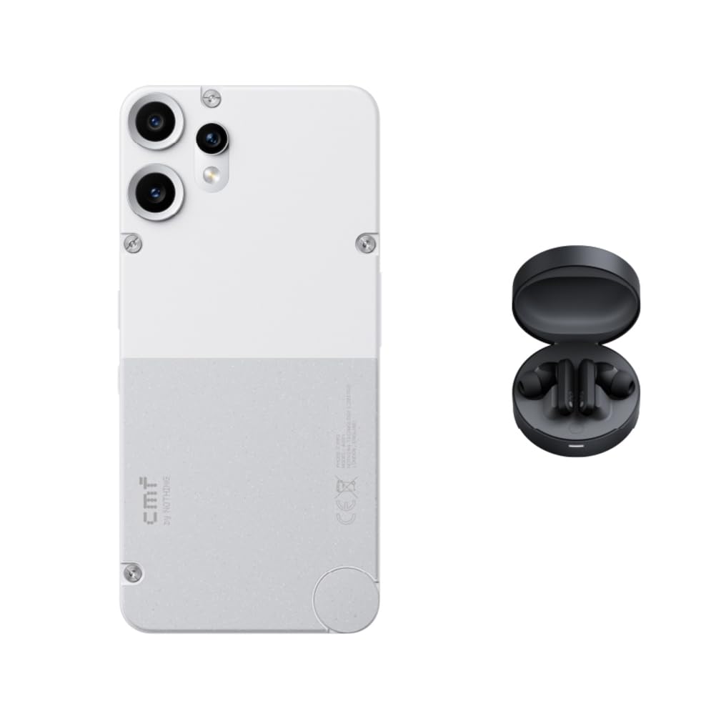 هاتف CMF Phone 2 Pro 8GB 256GB أبيض، معالج MediaTek Dimensity 7300 Pro 5G، شريحتي اتصال، شاشة AMOLED مرنة LTPS، حجم الشاشة 6.77 بوصة، بدقة 1080 × 2392، ثلاث كاميرات خلفية بدقة 50+50+8 ميجابكسل، أمامية بدقة 16 ميجابكسل أبيض + سماعات Buds Pro