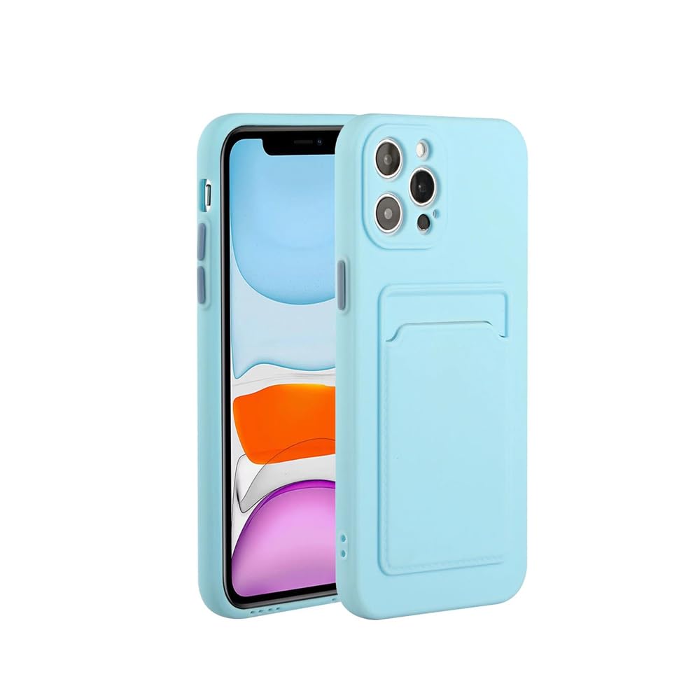 حافظة محفظة AMERTEER باللون الأزرق غير اللامع لهاتف iPhone 14 Pro Max - غطاء TPU مقاوم للصدمات بتصميم نحيف مع حامل للبطاقات، تصميم أنيق ومتين، غطاء هاتف خفيف الوزن وواقي