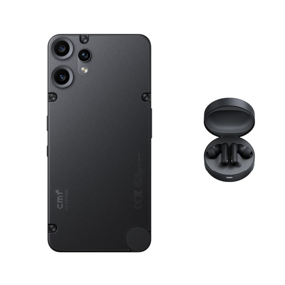 هاتف CMF 2 Pro 8GB 256GB أسود، معالج MediaTek Dimensity 7300 Pro 5G، شريحتي اتصال، شاشة AMOLED مرنة LTPS، حجم الشاشة 6.77 بوصة، دقة 1080 × 2392، ثلاث كاميرات، الكاميرا الخلفية 50+50+8 ميجابكسل، الكاميرا الأمامية 16 ميجابكسل، أسود + سماعات Buds Pro