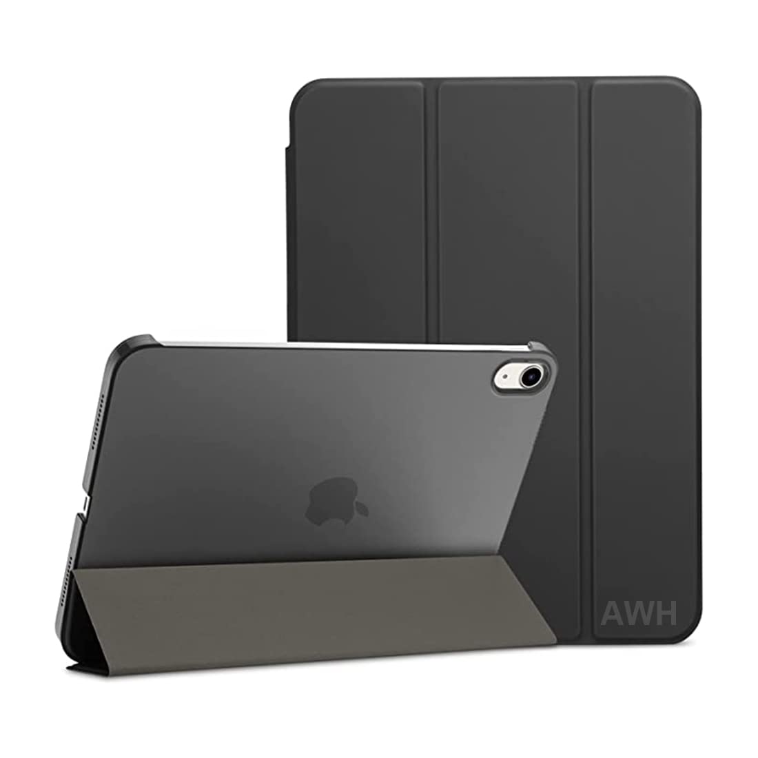جراب AWH لجهاز iPad الجيل العاشر إصدار 2022 A2696 A2757 A2777 جراب iPad 10 رفيع مع حامل وغطاء خلفي صلب وغطاء ذكي واقٍ لجهاز iPad 10.9 بوصة من الجيل العاشر 2022 جراب iPad 10.9 بوصة (أسود)