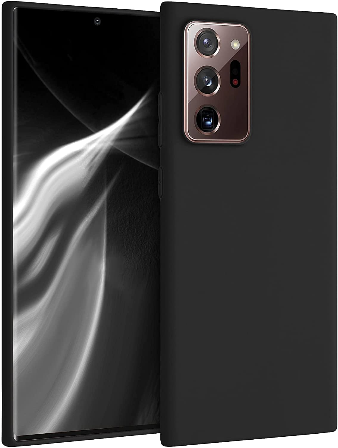 غطاء AWH Galaxy Note 20 ULTRA المصنوع من السيليكون السائل بلمسة نهائية غير لامعة وناعمة، غطاء مقاوم للصدمات مصمم لهاتف Samsung Galaxy Note 20 Ultra (أسود).