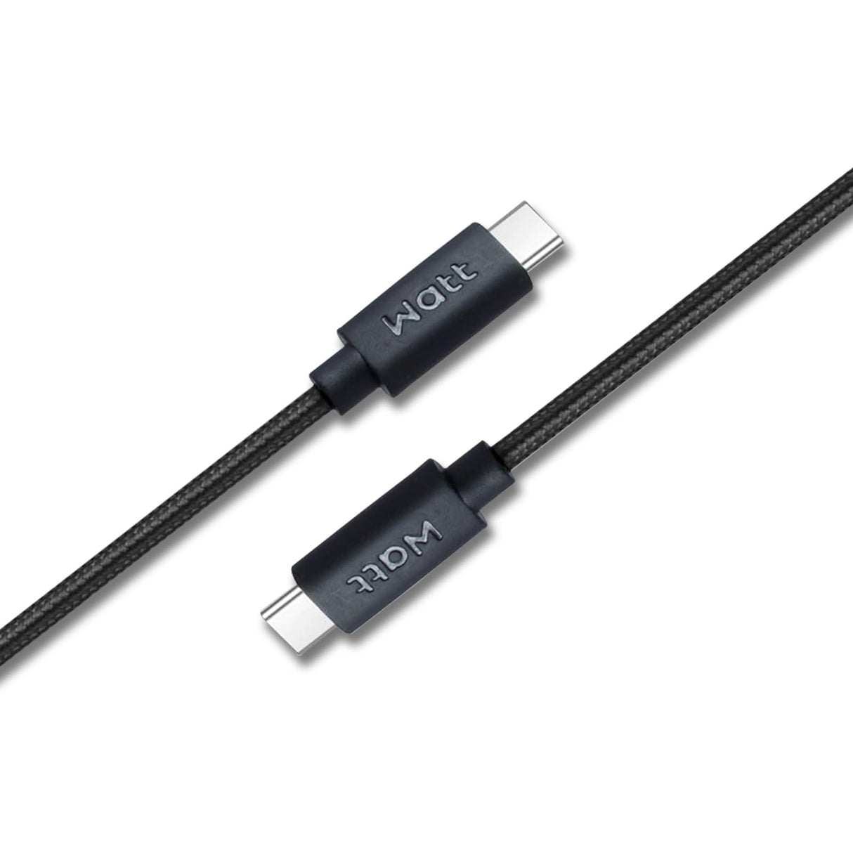 كابل USB-C إلى USB-C بطول 2 متر باللون الأسود، يتميز بمتانة محسنة وشحن سريع ومزامنة ممتازة للأجهزة المحمولة - محمول وخفيف الوزن