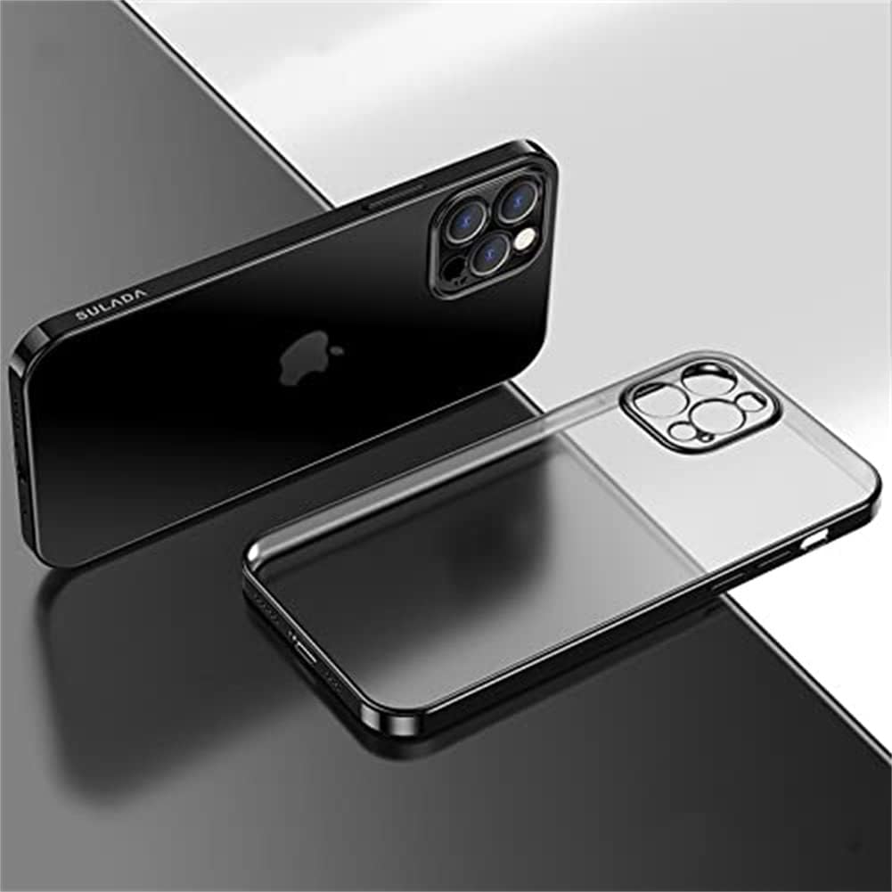 جراب ZYTECO لهاتف iPhone 15 Pro Max، جراب واقٍ شفاف من مادة TPU مضاد للسقوط ومضاد للصدمات والخدوش مطلي بالكهرباء (15 Pro Max، أسود)