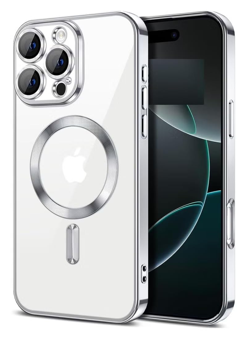 غطاء BURAQ مطلي بالكهرباء من مادة TPU آمن على المغناطيس لهاتف iPhone 11 Pro Max، غطاء حماية كامل لعدسة الكاميرا، جراب شحن لاسلكي من نسيج CD، جراب ناعم من مادة TPU بحواف فضية لهاتف iPhone 11 Pro Max