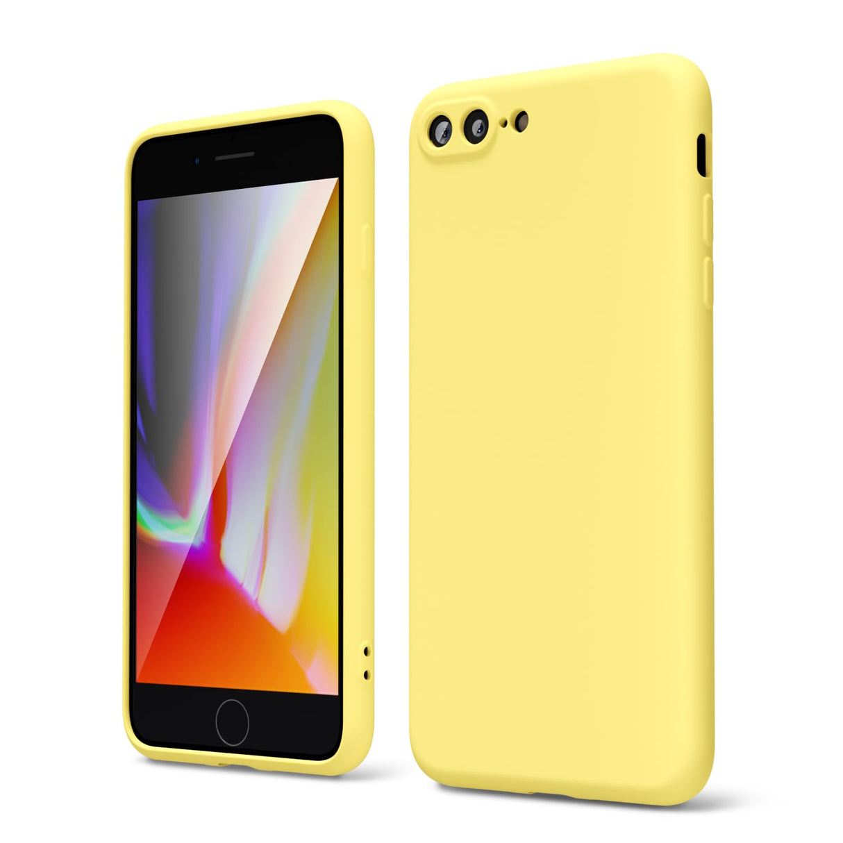 جراب oakxco لهاتف iPhone 7 Plus، جراب iPhone 8 Plus من السيليكون السائل، غطاء مطاطي ناعم رقيق ولطيف للنساء والفتيات، تصميم جمالي متين من مادة TPU غير اللامعة ومضاد للصدمات، أصفر