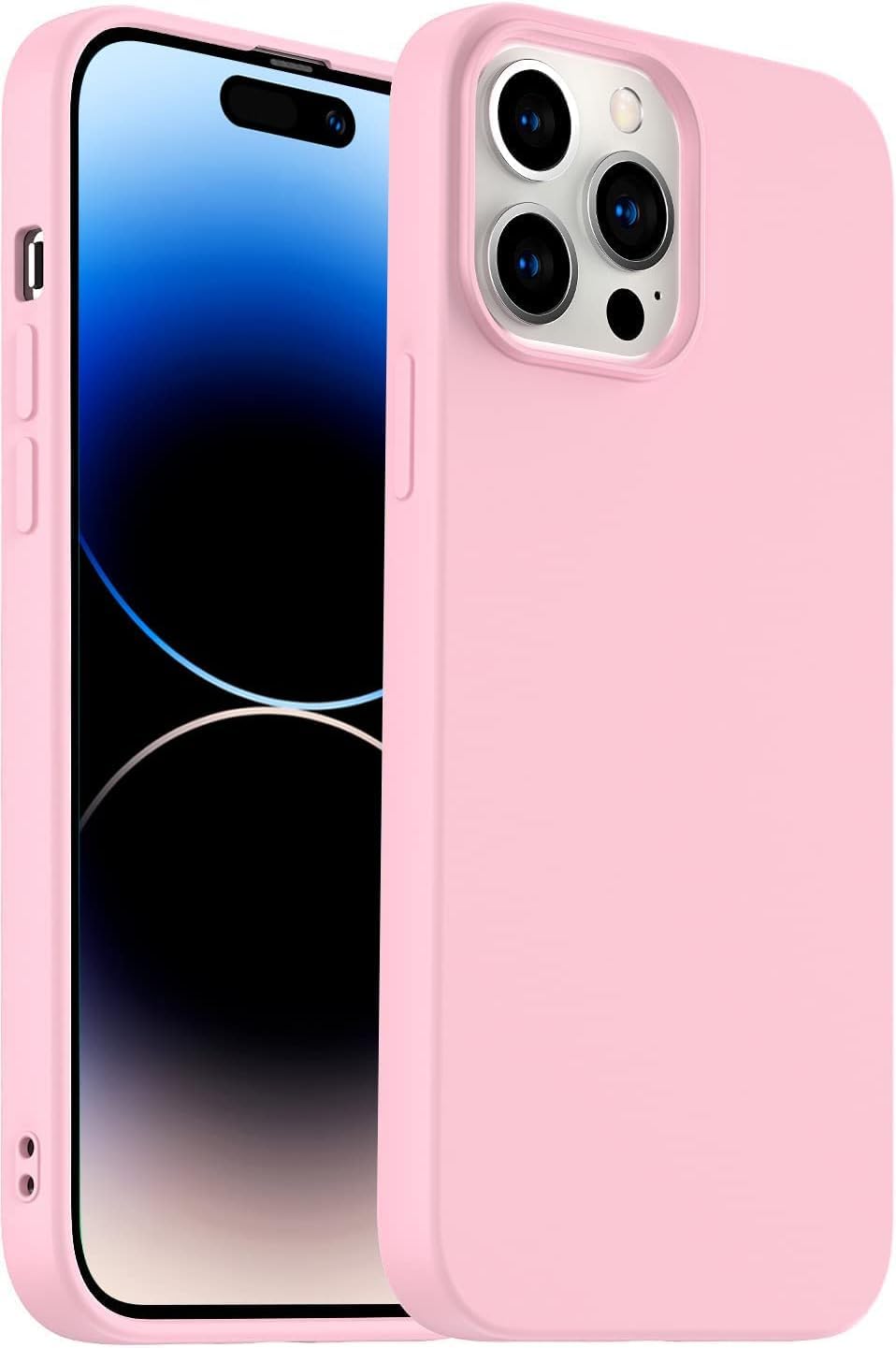 جراب AWH مصمم لهاتف iPhone 14 Pro Max - جراب هاتف سيليكون فائق النحافة مقاوم للصدمات مع بطانة ناعمة من الألياف الدقيقة المضادة للخدش، وحماية محسنة للكاميرا - 6.7 بوصة (وردي)