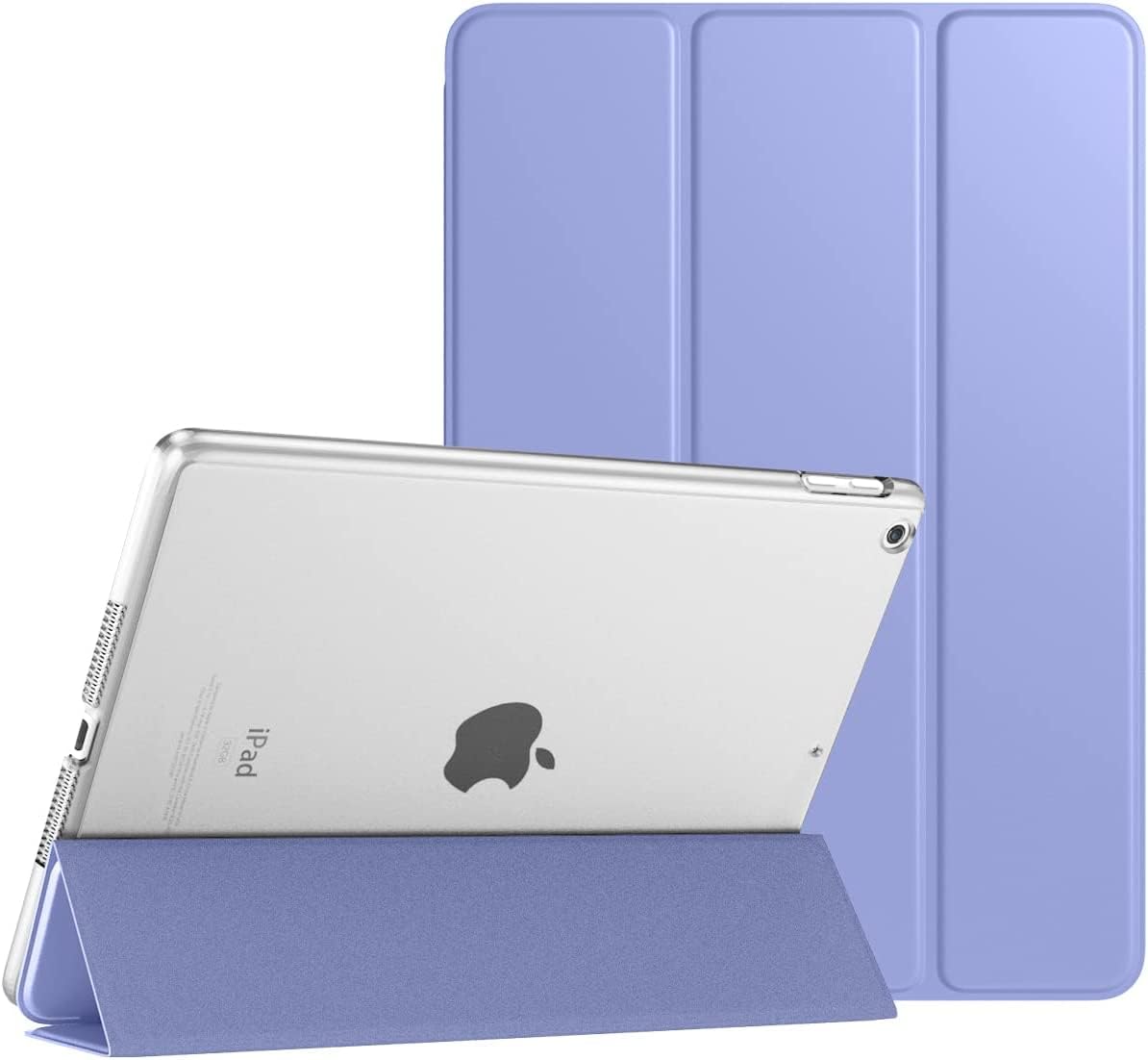 جراب AWH لجهاز iPad 10.2 - جراب iPad الجيل التاسع 2021/ iPad الجيل الثامن 2020/ iPad الجيل السابع 2019 - غطاء واقٍ ذكي رفيع شفاف من البولي كربونات الصلب مع حامل - بنفسجي لافندر