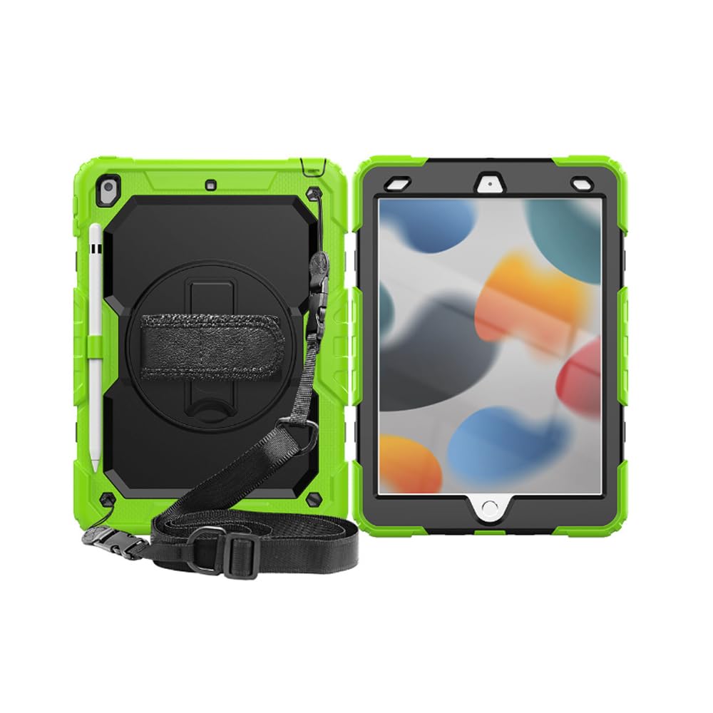حافظة AMERTEER الواقية باللون الليموني مع حزام كتف قابل للتعديل | مناسبة لجهاز iPad Air 10.2 وSamsung Galaxy Tab S3 | تصميم متين، مقاوم للصدمات، ومناسب للأطفال
