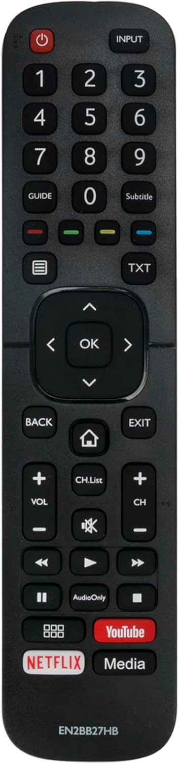 جهاز تحكم عن بعد بديل من BURAQ EN2BB27HB مناسب لتلفزيون Hisense EN2BB27H H32AE5500 H32A5600UK H39AE5500 H39A5600UK H43A6100 H43AE5500 H43AE6030 H43A5600UK H50A6100 H50AE6030 H55A6100 H55AE6030 H65AE6030 H32A560