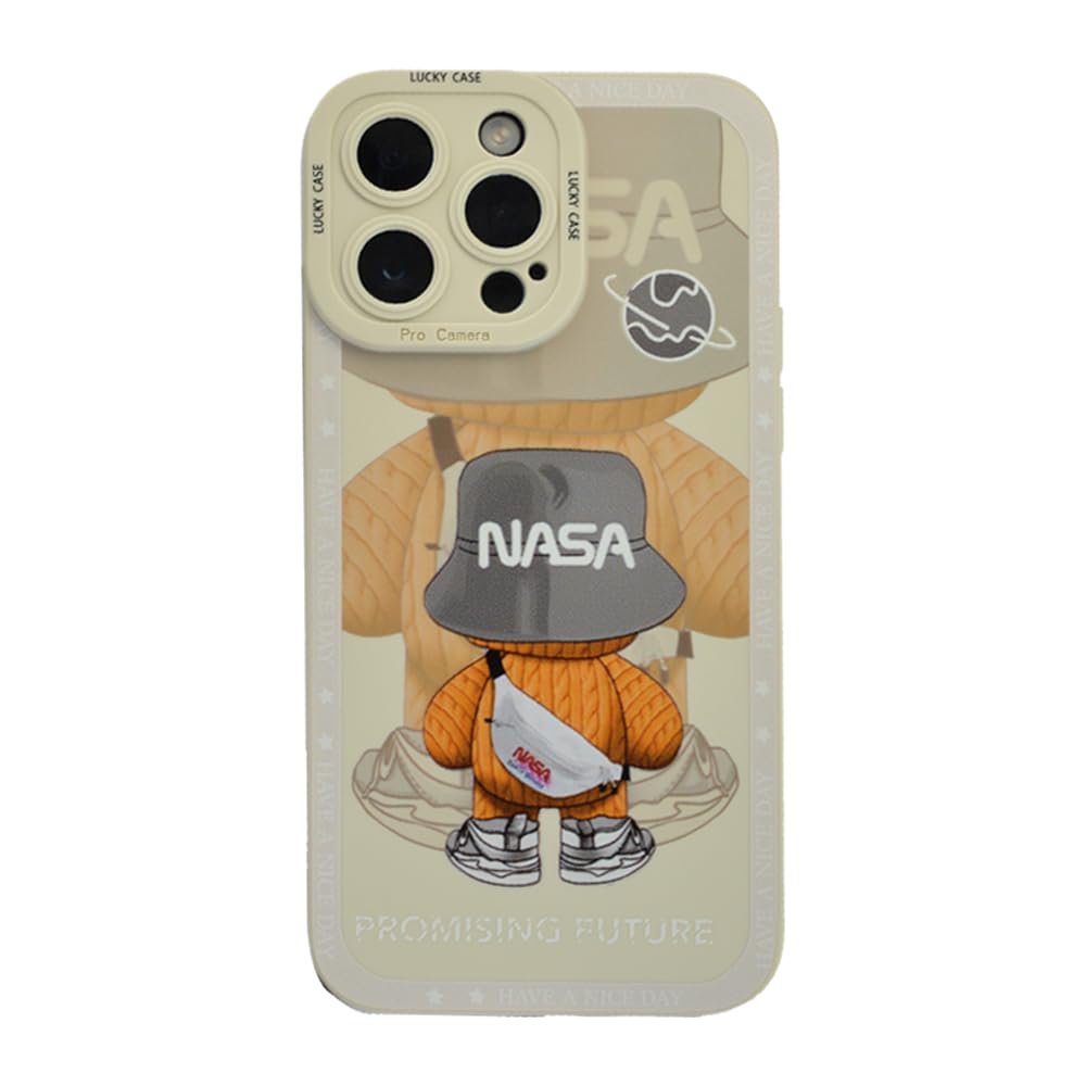 جراب AMERTEER المستوحى من وكالة ناسا لجهاز iPhone 14 Pro Max - تصميم شخصية كرتونية غريبة مع حماية متينة - مزيج مثالي من المرح والوظيفة