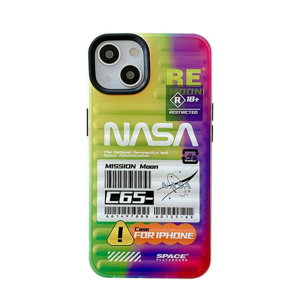 AMERTEER Holographicc - جراب لطيف بتصميم ليزر ناسا لجهاز Iphone 14، جمالي متموج، ظهر صلب مقاوم للصدمات، غطاء واقٍ ملون للنساء والفتيات والأولاد والرجال (أخضر)