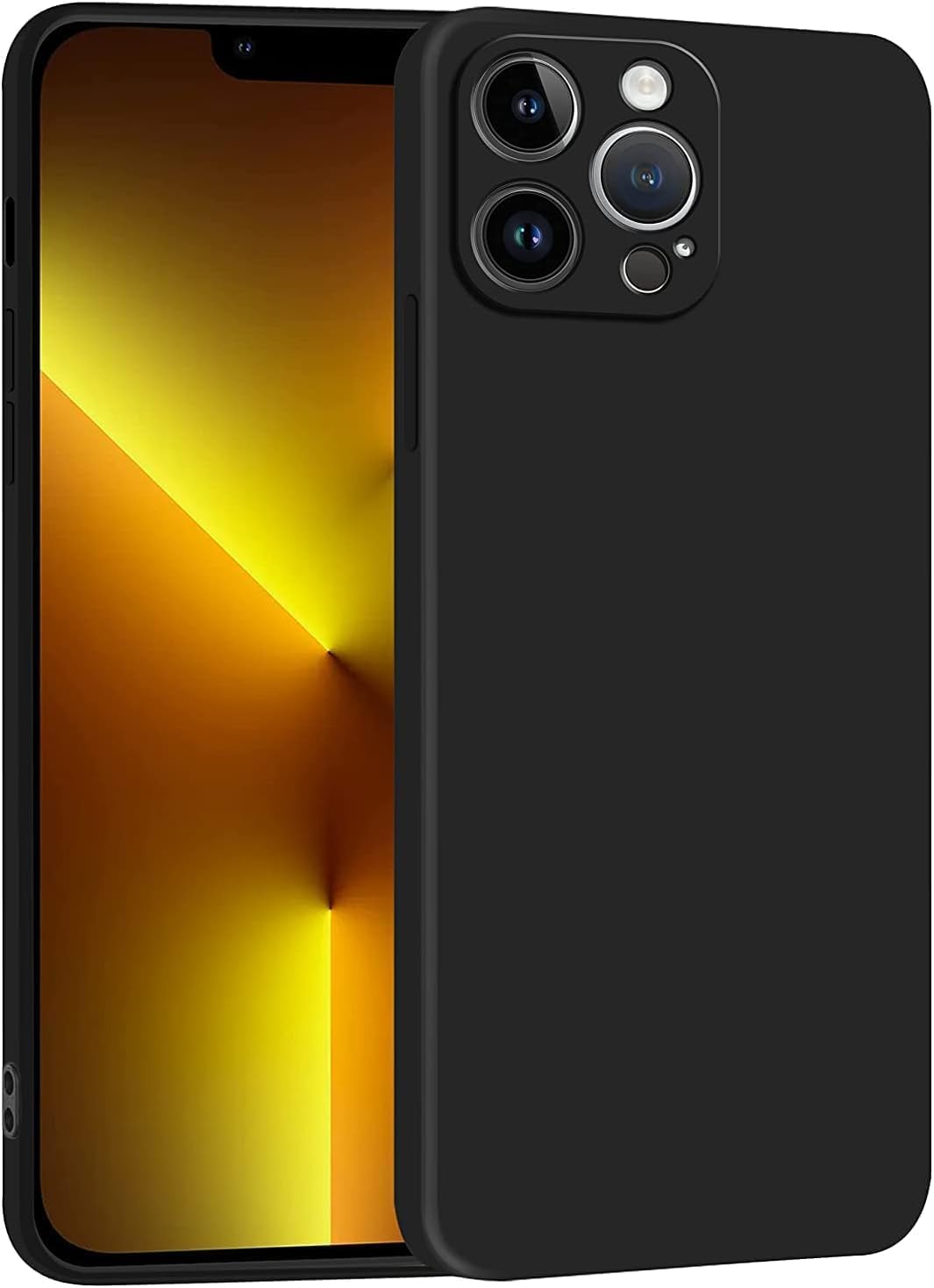 جراب Zege متوافق مع iPhone 13 Pro Max، غطاء حماية نحيف من السيليكون السائل ومضاد للصدمات مع بطانة من الألياف الدقيقة المضادة للخدش (أسود جيت)