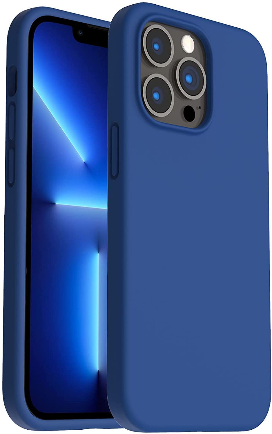 جراب Zege متوافق مع iPhone 13 Pro Max، غطاء حماية نحيف من السيليكون السائل ومضاد للصدمات مع بطانة من الألياف الدقيقة المضادة للخدش (أزرق كوبالت)