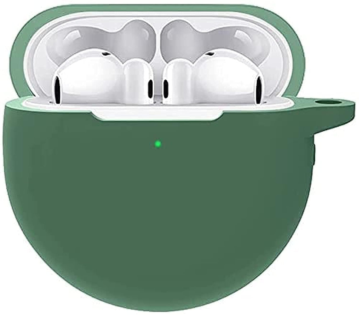 غطاء سيليكون AWH لسماعات هواوي فري بادز 4 مع حلقة تثبيت ومنفذ شحن، مضاد للصدمات، حماية كاملة، (أخضر)