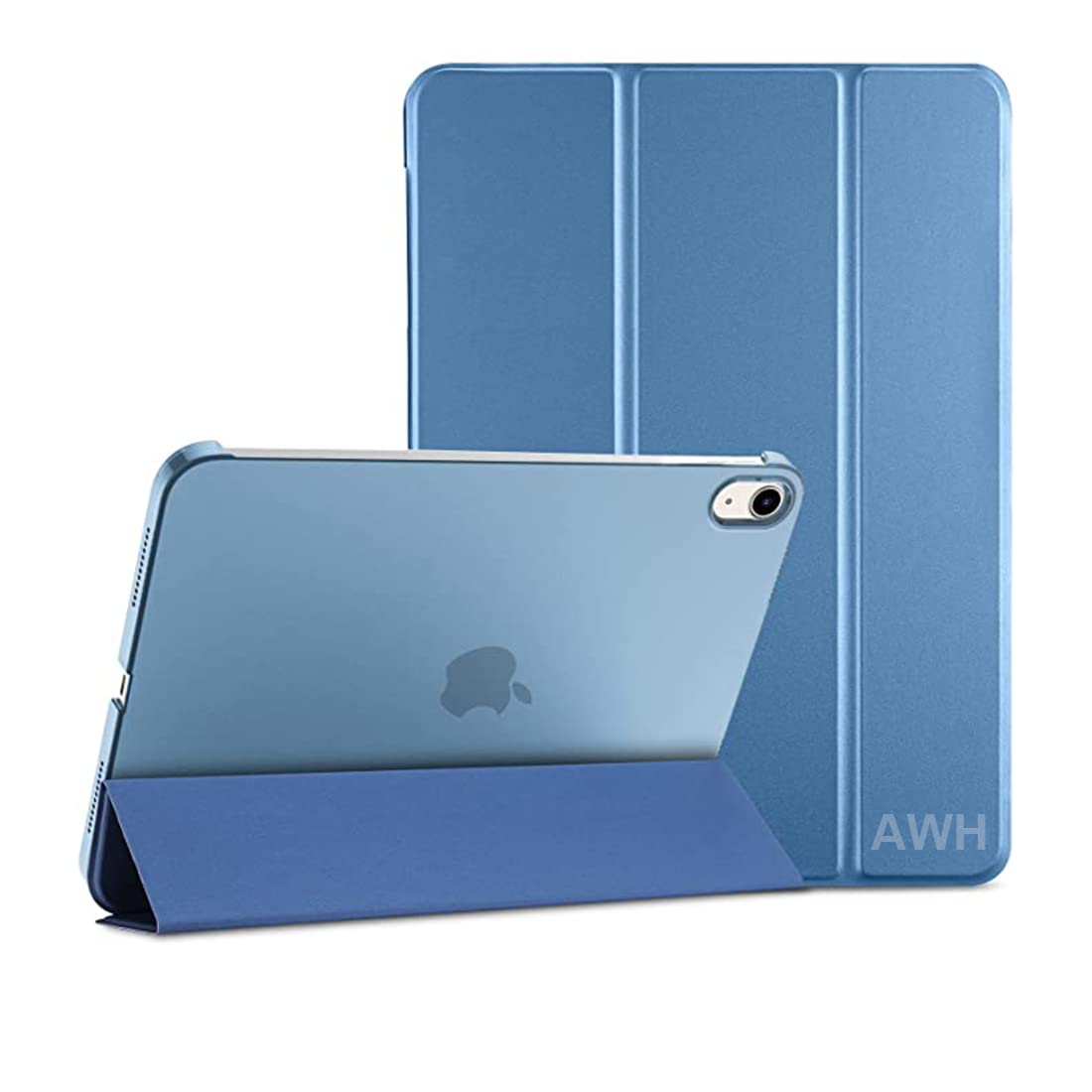 جراب AWH لجهاز iPad الجيل العاشر إصدار 2022 A2696 A2757 A2777 جراب iPad 10 رفيع مع حامل وغطاء خلفي صلب وغطاء ذكي واقٍ لجهاز iPad مقاس 10.9 بوصة من الجيل العاشر 2022 جراب iPad مقاس 10.9 بوصة (أزرق)