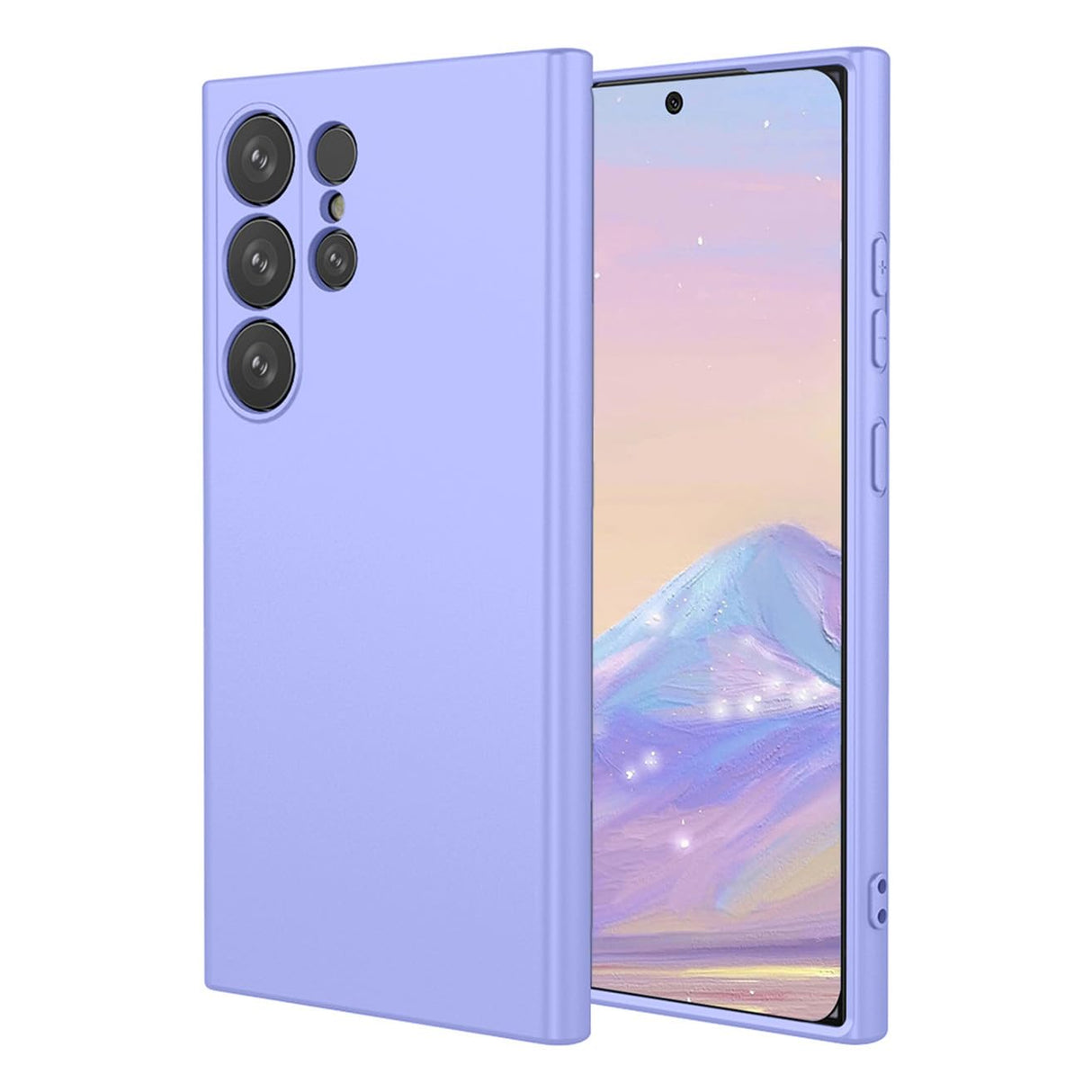 جراب YUEQIAN لهاتف Samsung Galaxy S25 Ultra، جراب مقاوم للصدمات من السيليكون السائل الحريري الناعم للغاية، بطانة من الألياف الدقيقة، جراب مطاطي من مادة TPU مضاد للخدش باللون الأرجواني