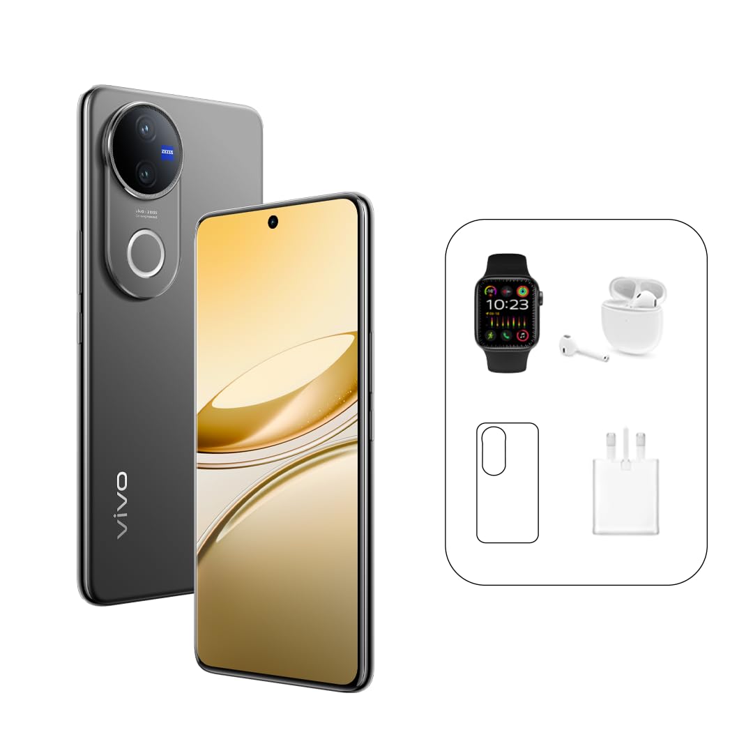 Vivo V50 5G - Satin Black 12 + 256GB | 50MP ZEISS Camera | 3D curved 120Hz AMOLED Display | 6000mAh | IP69, 4Y Battery | 455 Days Screen Replace,24 Months Warranty - UAE Version with FREE GIFTS