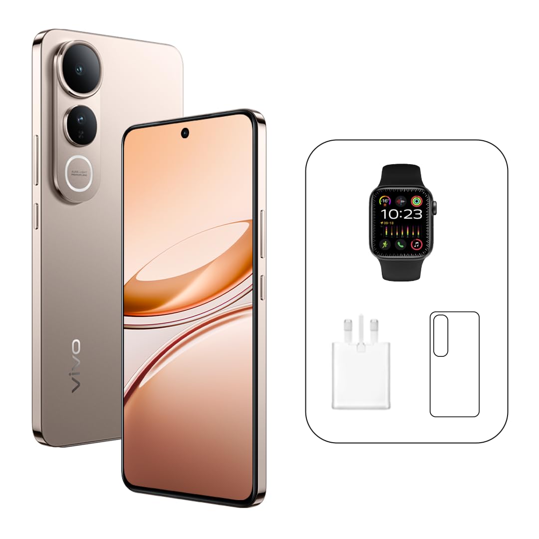 vivo V50 Lite 5G (Titanium Gold, 12GB RAM, 256GB) | 120Hz AMOLED Display | 32MP Selfie Camera | 6500mAH | IP64 | V-premier Smartwatch, 24M Warranty, 400Days Screen Replacement – Middle East Version