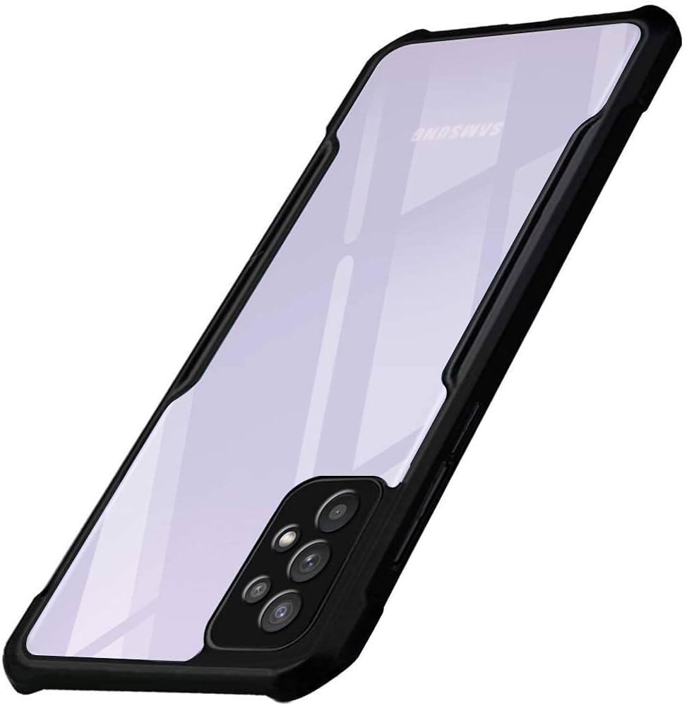 غطاء حماية من براق لهاتف سامسونج جالاكسي A32 4G، جراب شفاف بحافة سوداء صلبة مقاومة للصدمات لهاتف سامسونج جالاكسي A32 4G