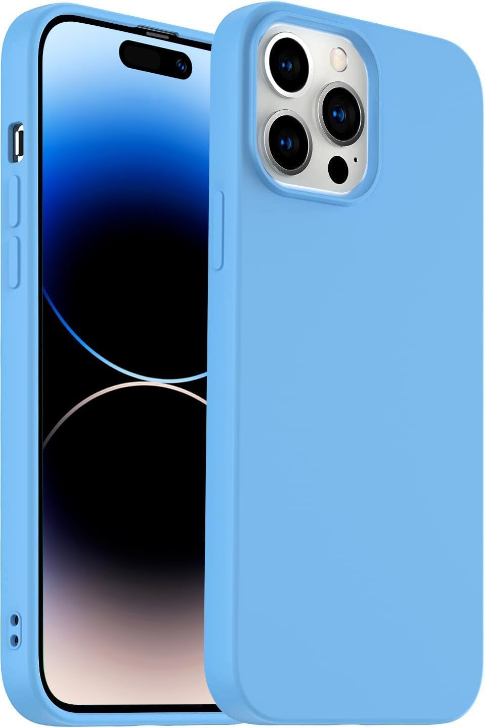 AWH Compatible with iPhone 14 Pro Max Case for Women - Drop Protection, Anti-Fingerprint, Anti-Scratch, Shockproof Soft-Touch Silicone Phone Case for iPhone 14 Pro Max 6.7" (Sky Blue)