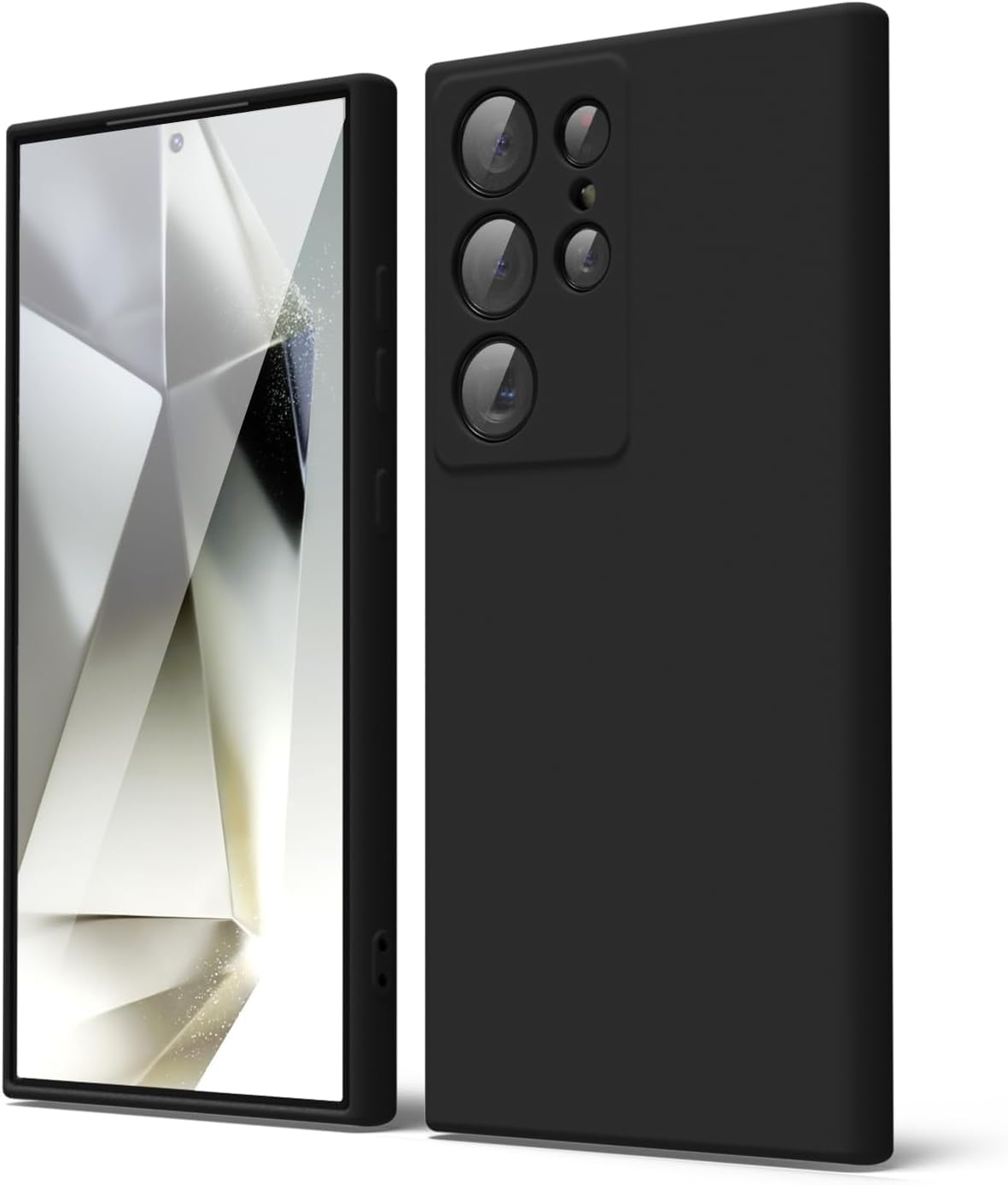 AWH Galaxy S24 Ultra Liquid Silicone Case - Premium Soft Rubber Gel, Elegant Thin Slim Design, TPU Matte Smooth Finish with Camera Lens Cover - Protective and Stylish Phone Cover (Black)