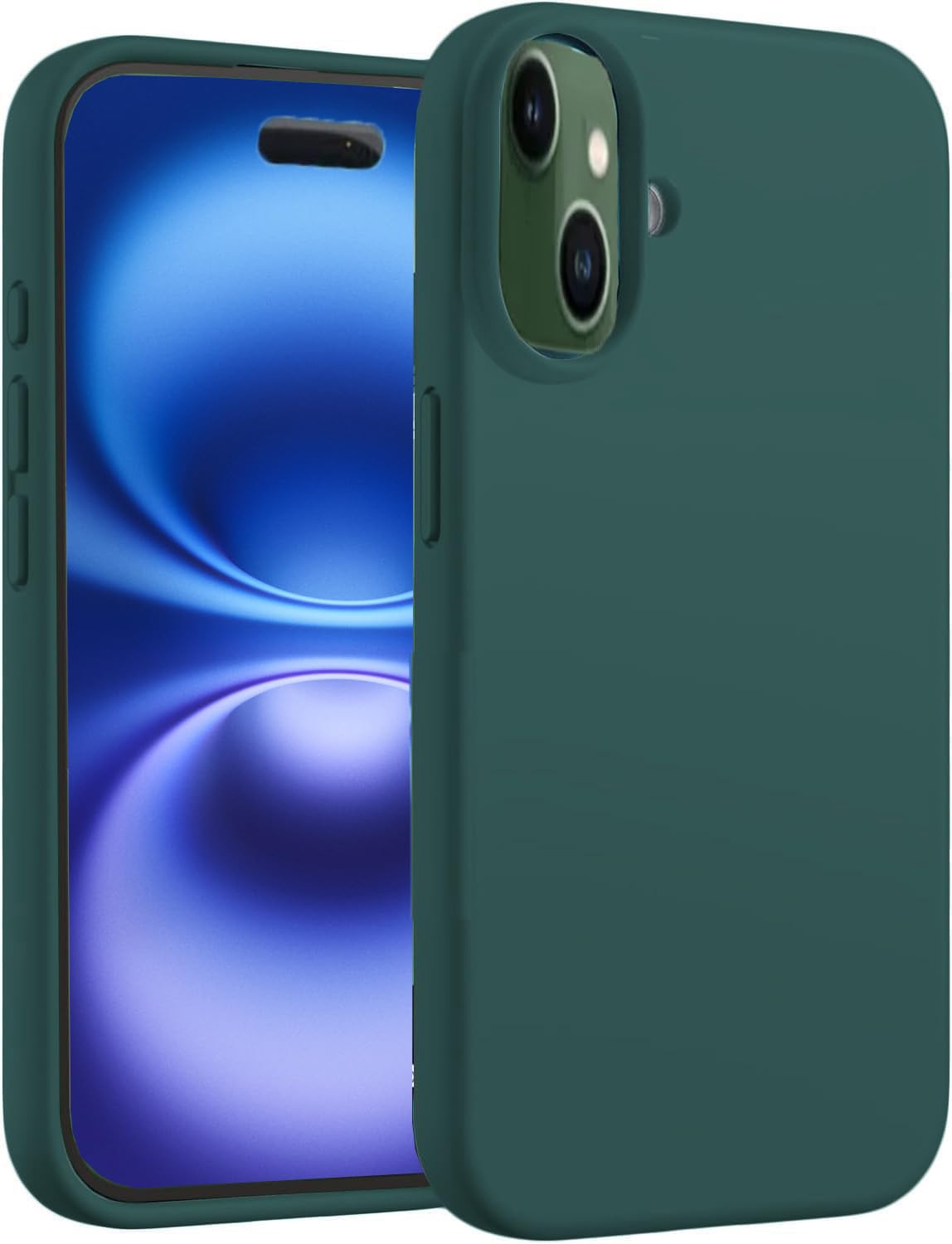 جراب TR-PLANET من السيليكون السائل لهاتف iPhone 15، بطانة من الألياف الدقيقة مقاومة للصدمات، جراب هاتف رفيع وخفيف الوزن من مادة TPU ذات ظهر ناعم ومتوافق مع iPhone 15، أخضر