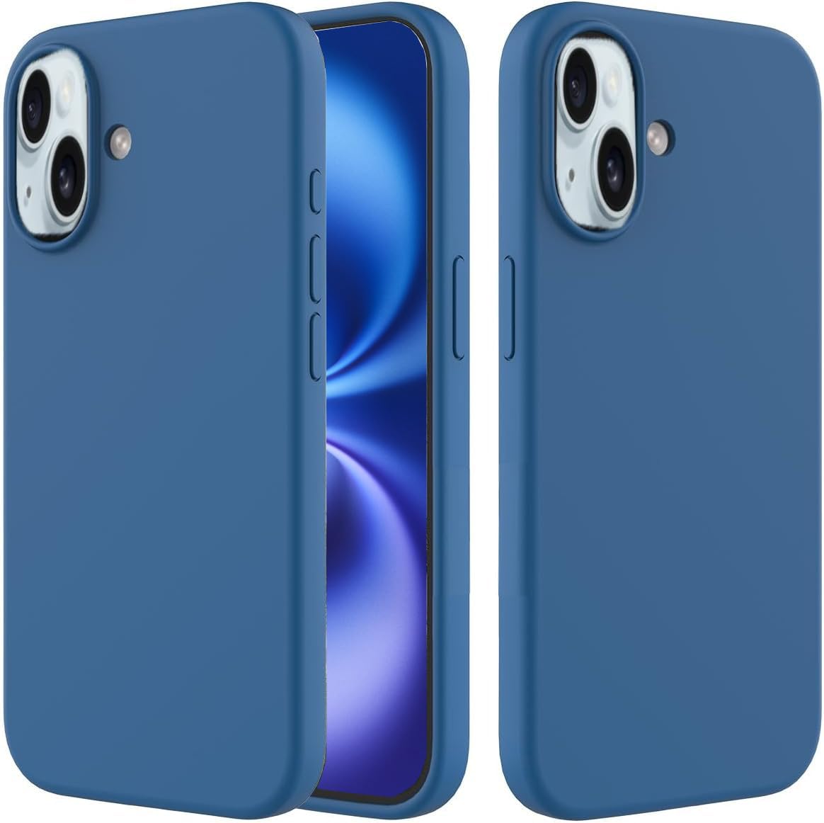 جراب TR-PLANET لهاتف iPhone 15 من السيليكون السائل، بطانة من الألياف الدقيقة مقاومة للصدمات، جراب هاتف رفيع وخفيف الوزن من مادة TPU ذات ظهر ناعم ومتوافق مع iPhone 15، أزرق داكن