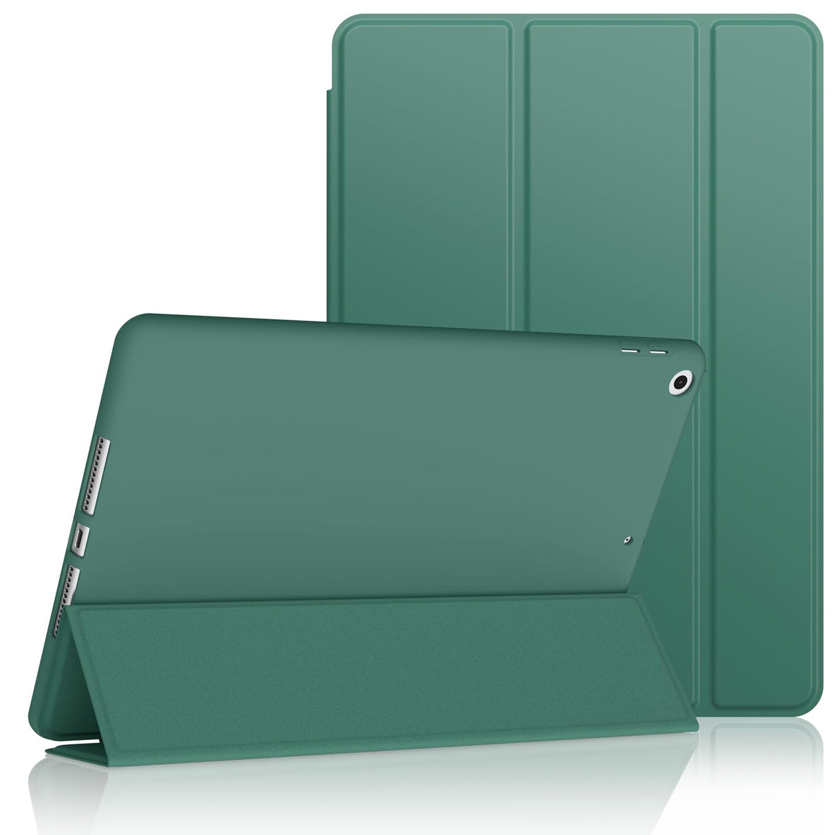 حافظة VANCLE PU لجهاز iPad 9/8/7 (10.2 بوصة، موديل 2021/2020/2019، الجيل التاسع/الثامن/السابع)، حافظة حماية ذكية رفيعة مع ظهر صلب لجهاز iPad 9/8/7 مقاس 10.2 بوصة (أخضر)