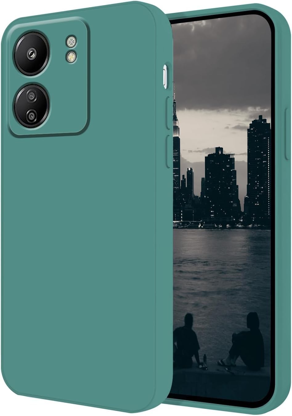 جراب AWH متوافق مع Redmi 13C مقاوم للصدمات - جراب هاتف Xiaomi Redmi 13C فائق النحافة من السيليكون السائل واقٍ ناعم مضاد للخدش مع جراب حماية كامل للجسم (أخضر)