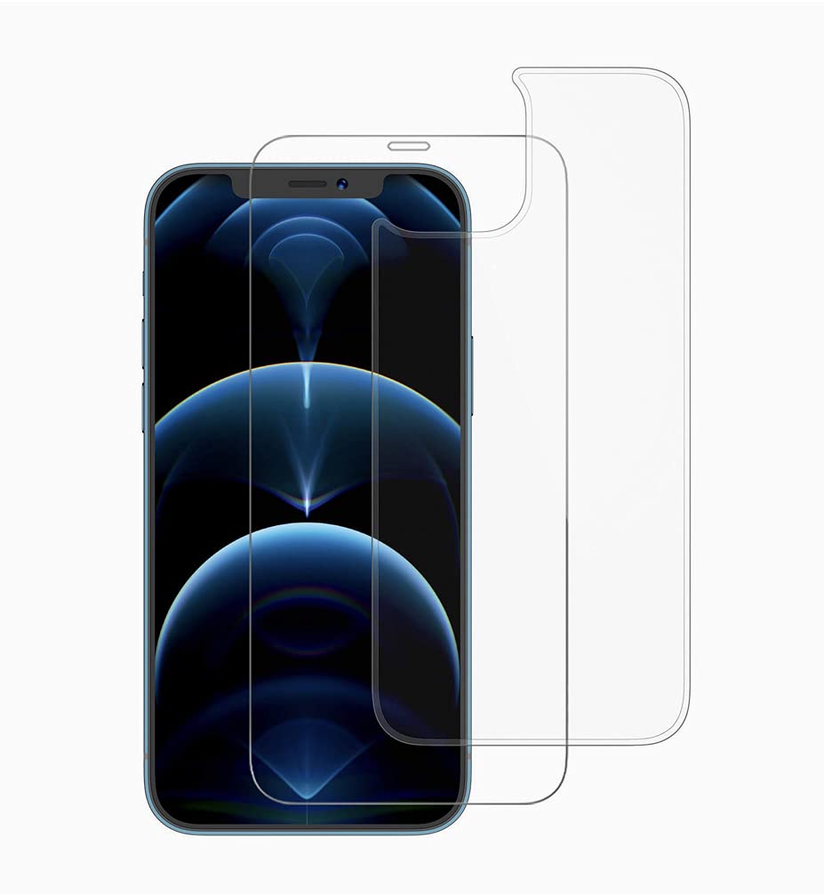 2-Piece - Screen Protector for iPhone 12 Pro Front and Back Ultra Thin Touch Accurate Anti Scratch Tempered Glass Easy install (6.1 inch)