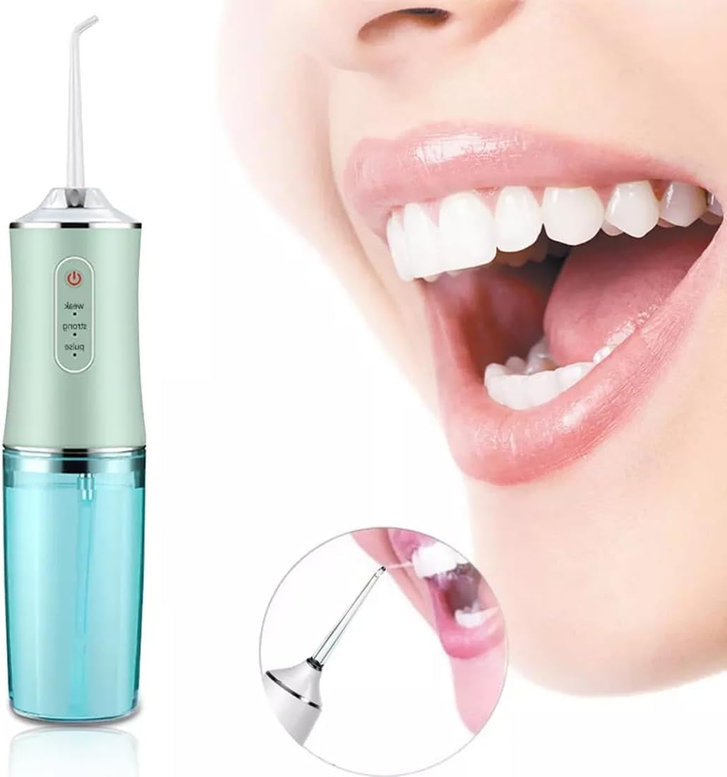 جهاز ري الفم اللاسلكي لتنظيف الأسنان بالماء سعة 220 مل، مزود بثلاثة أوضاع ضغط و4 رؤوس نفاثات، مقاوم للماء بدرجة IPX7