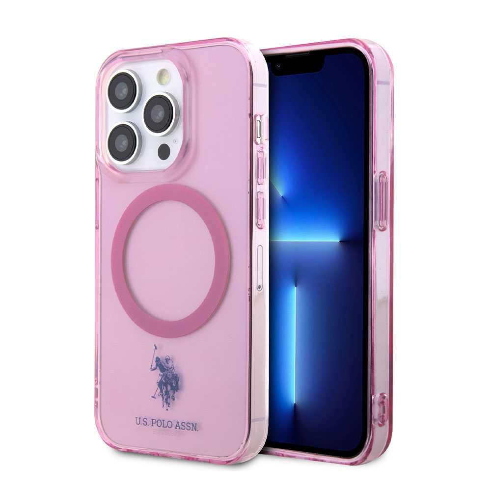 جراب CG Mobile US Polo MagSafe الصلب لجهاز iPhone 14 Pro Max - وردي