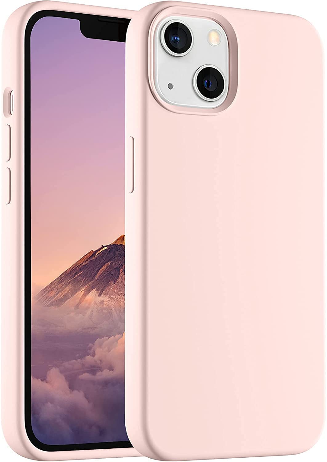 جراب AWH متوافق مع iPhone 13 مقاس 6.1 بوصة، جراب واقٍ من الصدمات من السيليكون السائل، جل مطاطي سائل ناعم، غطاء بلمسة نهائية غير لامعة مصمم لهاتف iPhone 13 مقاس 6.1 بوصة (2021)، وردي فاتح.