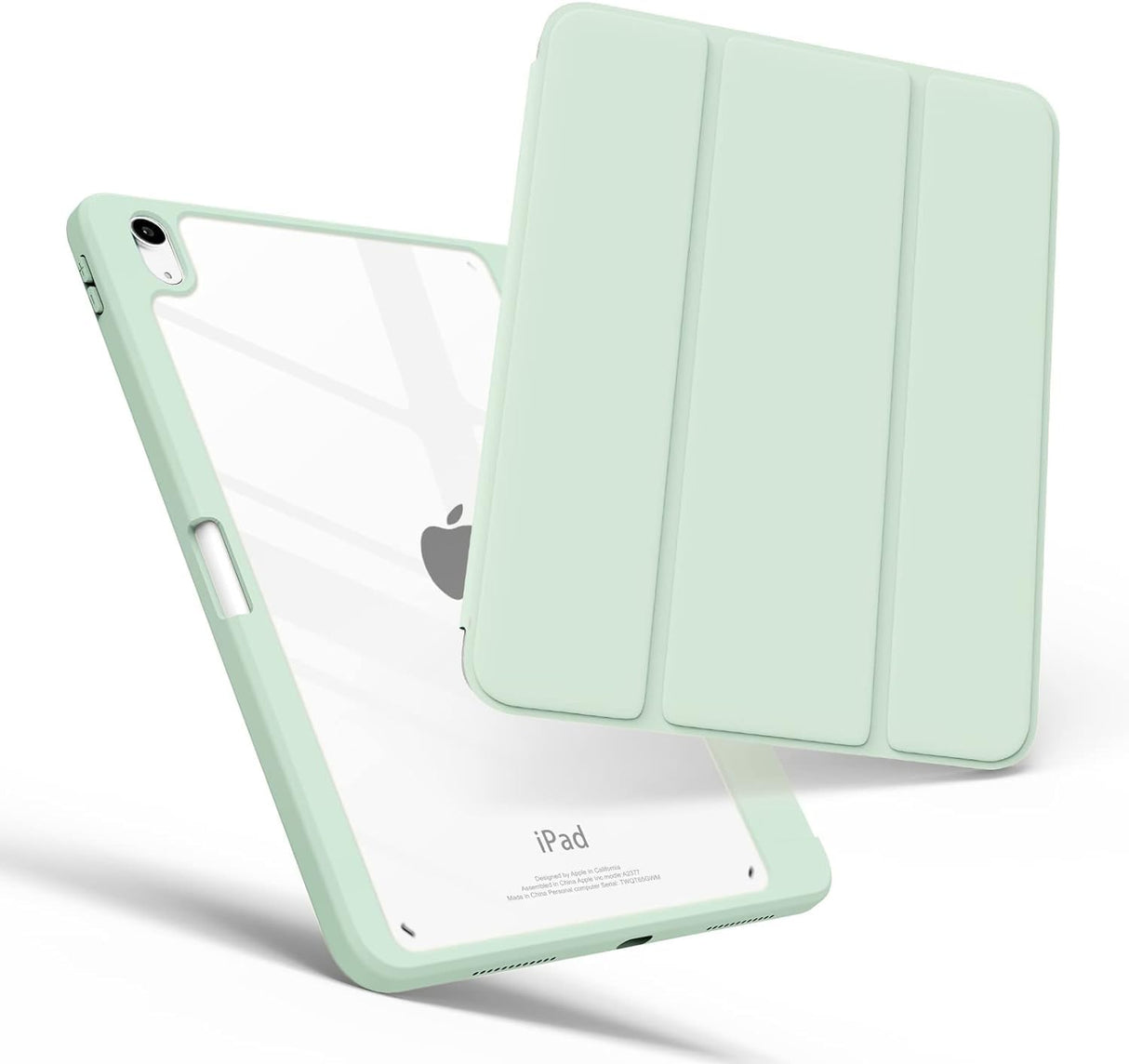 AWH iPad 10th Generation Case with Pencil Holder - Crystal Clear iPad 10.9 inch Case, Slim Smart Cover with Transparent Back Shell - Protective Folio Case for Apple iPad 10 (10.9 inch) (Light Green)