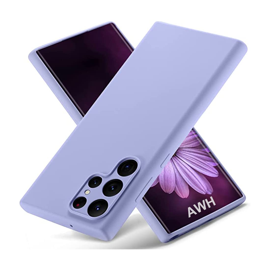 جراب AWH لهاتف Galaxy S23 Ultra مصنوع من السيليكون السائل، جراب Skin Touch S23 Ultra مصنوع من مطاط السيليكون السميك مع بطانة ناعمة من الألياف الدقيقة، جراب هاتف رفيع لحماية كاملة للكاميرا لهاتف Samsung S23 Ultra (أرجواني)