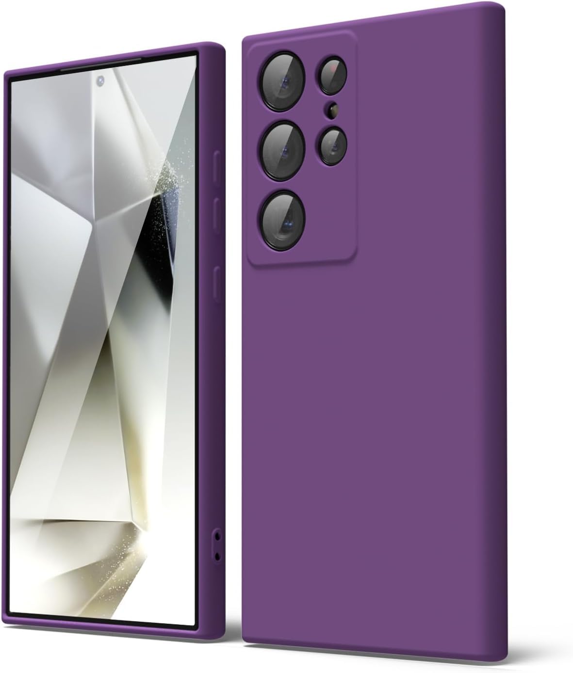 جراب AWH لهاتف Galaxy S24 Ultra من السيليكون السائل - جل مطاطي ناعم فاخر، تصميم أنيق رفيع، لمسة نهائية ناعمة غير لامعة من مادة TPU مع غطاء لعدسة الكاميرا - غطاء هاتف واقٍ وأنيق (أرجواني)