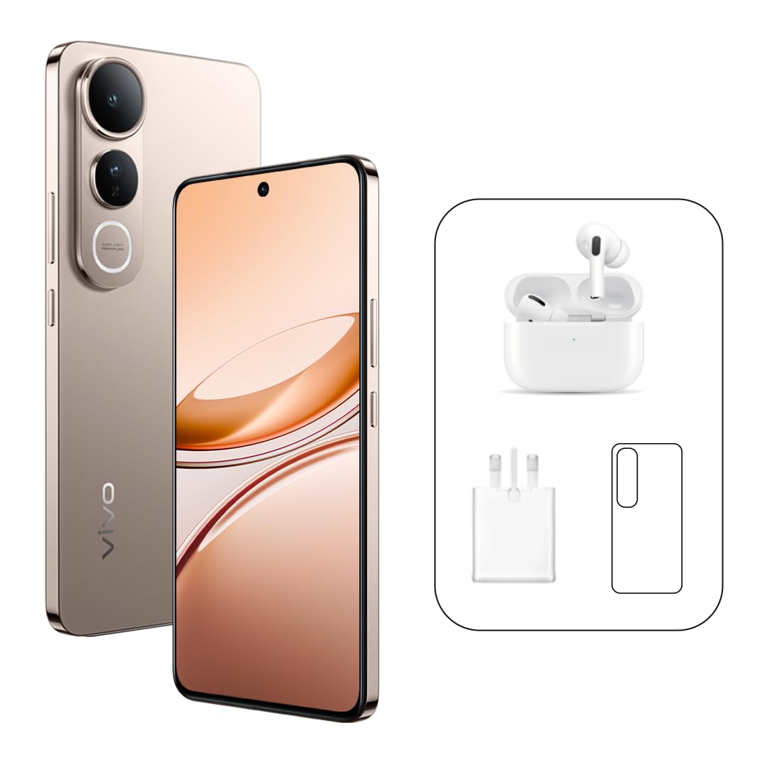 vivo V50 Lite 5G (Titanium Gold, 12GB RAM, 256GB) | 120Hz AMOLED Display | 32MP Selfie Camera | 6500mAH | IP64 | V-Premier Earbuds Pro, 24M Warranty, 400Days Screen Replacement – Middle East Version