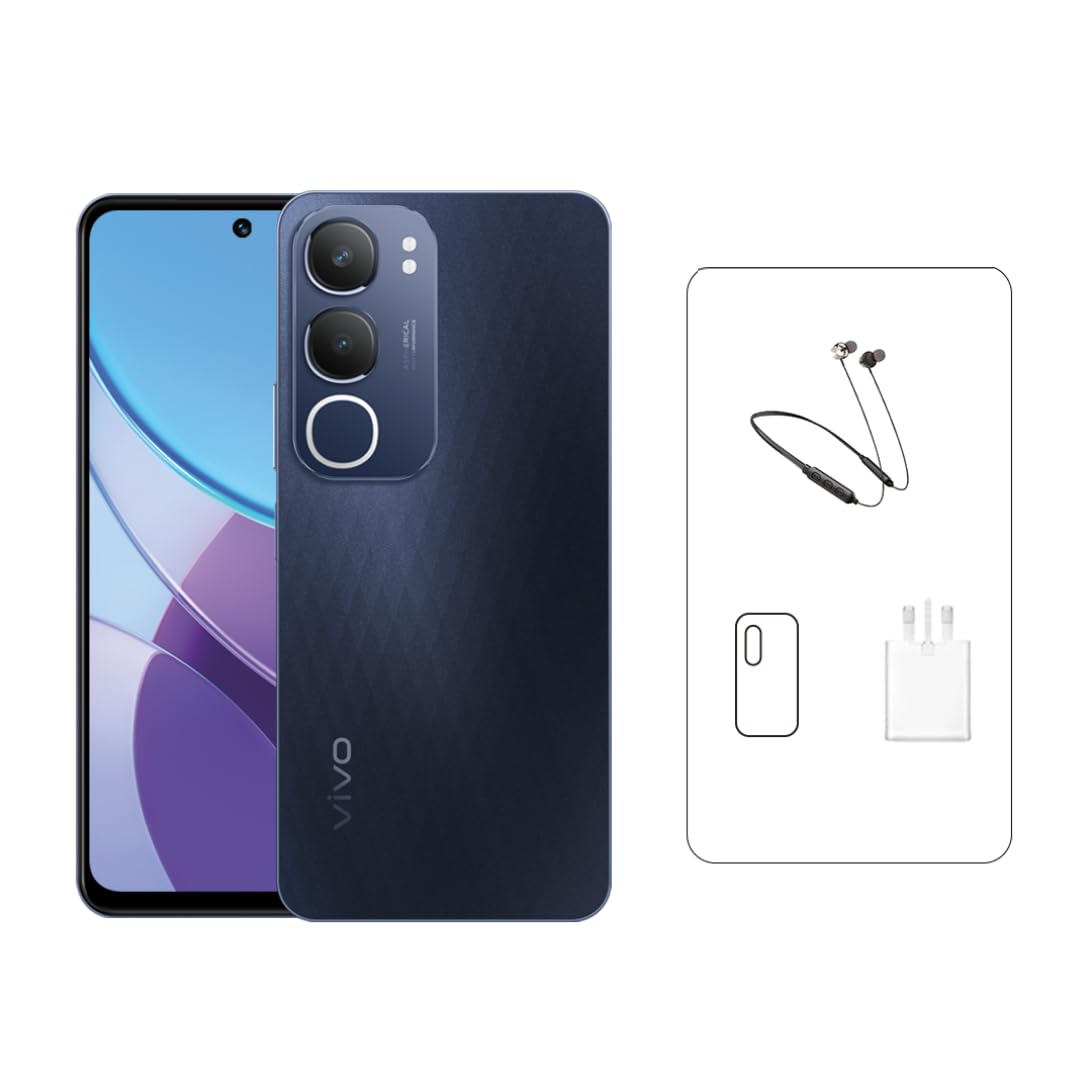 Y19s Pro AI Glossy Black 6+6GB RAM, 128GB) | 50MP Camera | 6.68 HD+ Display| IP64, SGS Military-Grade | Dual Speakers | 44 W Charger With Neck Band - Middle East Version