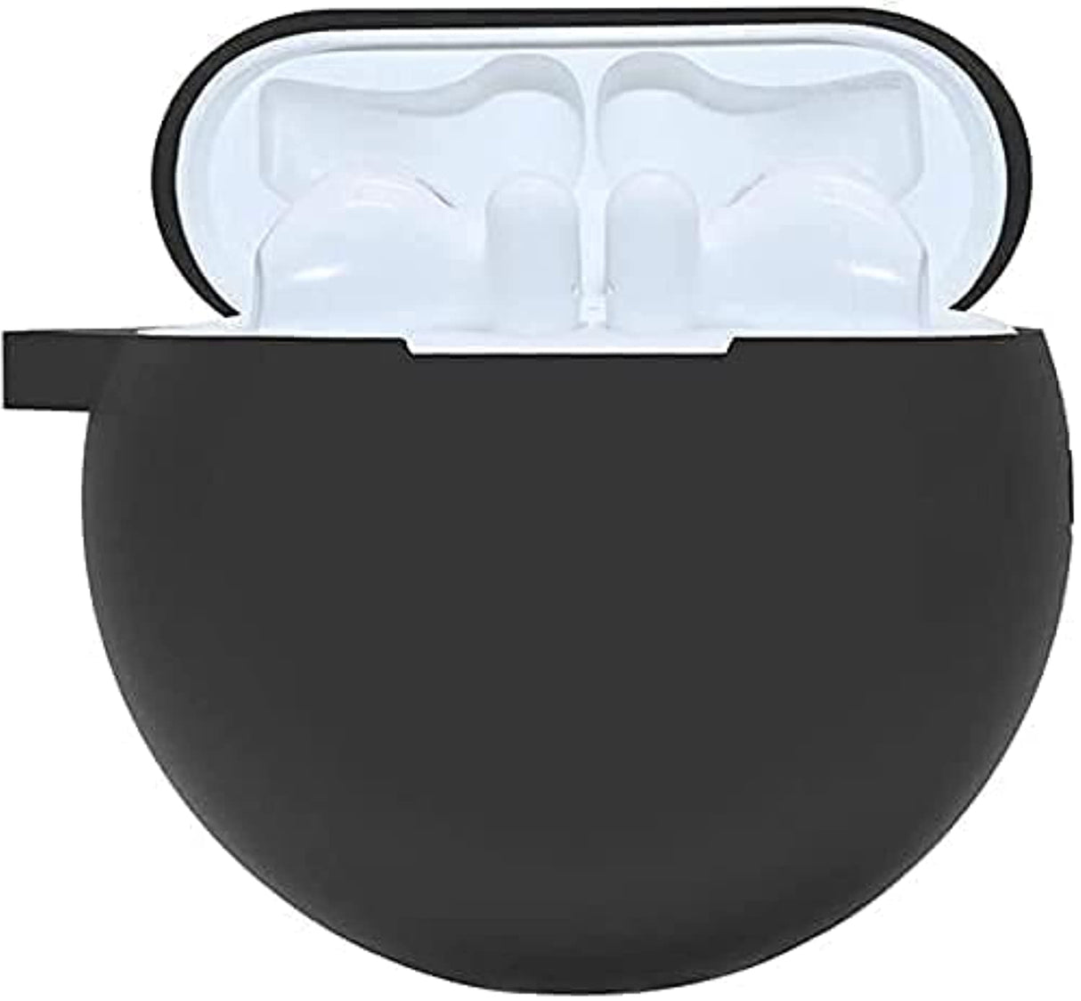 AWH Silicone Case Cover for Huawei FreeBuds 4 with Carabiner and Charging Port Accessibility anti shock, full protection, (Black)