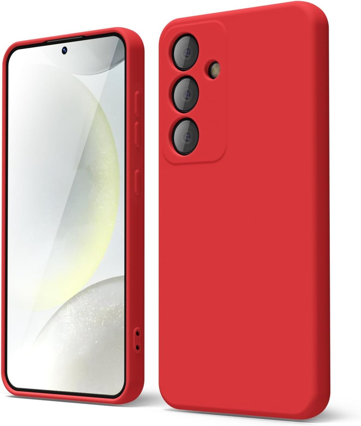 جراب AWH S24 من السيليكون السائل - غطاء واقٍ من هلام المطاط الناعم الفاخر - تصميم أنيق رفيع وناعم من مادة TPU غير اللامعة - مع غطاء لعدسة الكاميرا - مصمم للنساء والرجال (أحمر)