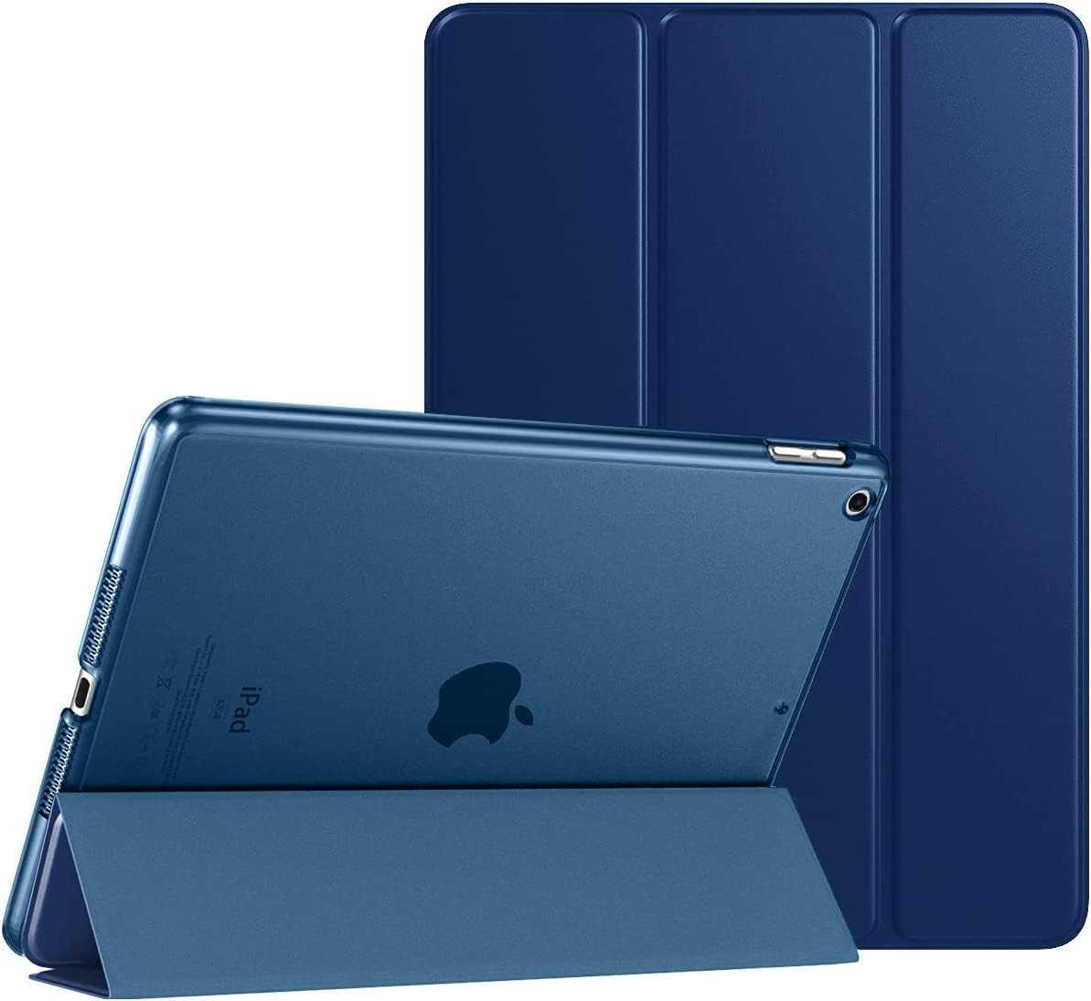 جراب AWH لجهاز iPad 10.2 - جراب iPad الجيل التاسع 2021/ iPad الجيل الثامن 2020/ iPad الجيل السابع 2019 - غطاء واقٍ ذكي رفيع شفاف من البولي كربونات الصلب مع حامل - أزرق داكن