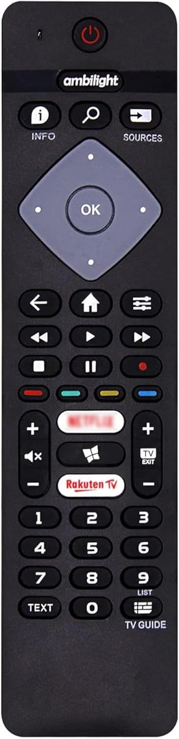 BURAQ BRC0884301/01 جهاز تحكم عن بعد بديل عالمي من Philips لأجهزة Ambilight LCD LED 3D HD Smart TV المزودة بزر Ambilight - جهاز تحكم عن بعد بديل من Philips TV