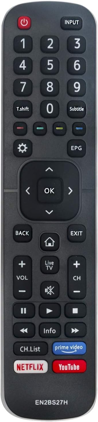 جهاز تحكم عن بعد عالمي BURAQ EN2BS27H لأجهزة تلفزيون Hisense 4K UHD 55R5 50R5 58R5 65R5 B7100 70B7100UW 55B7100UW 43B7100UW 50B7100UW 65B7100UW 55B7100UW Q8600 65Q8600UWG B8000 65B8000UW LEDN70B7100UW والمزيد