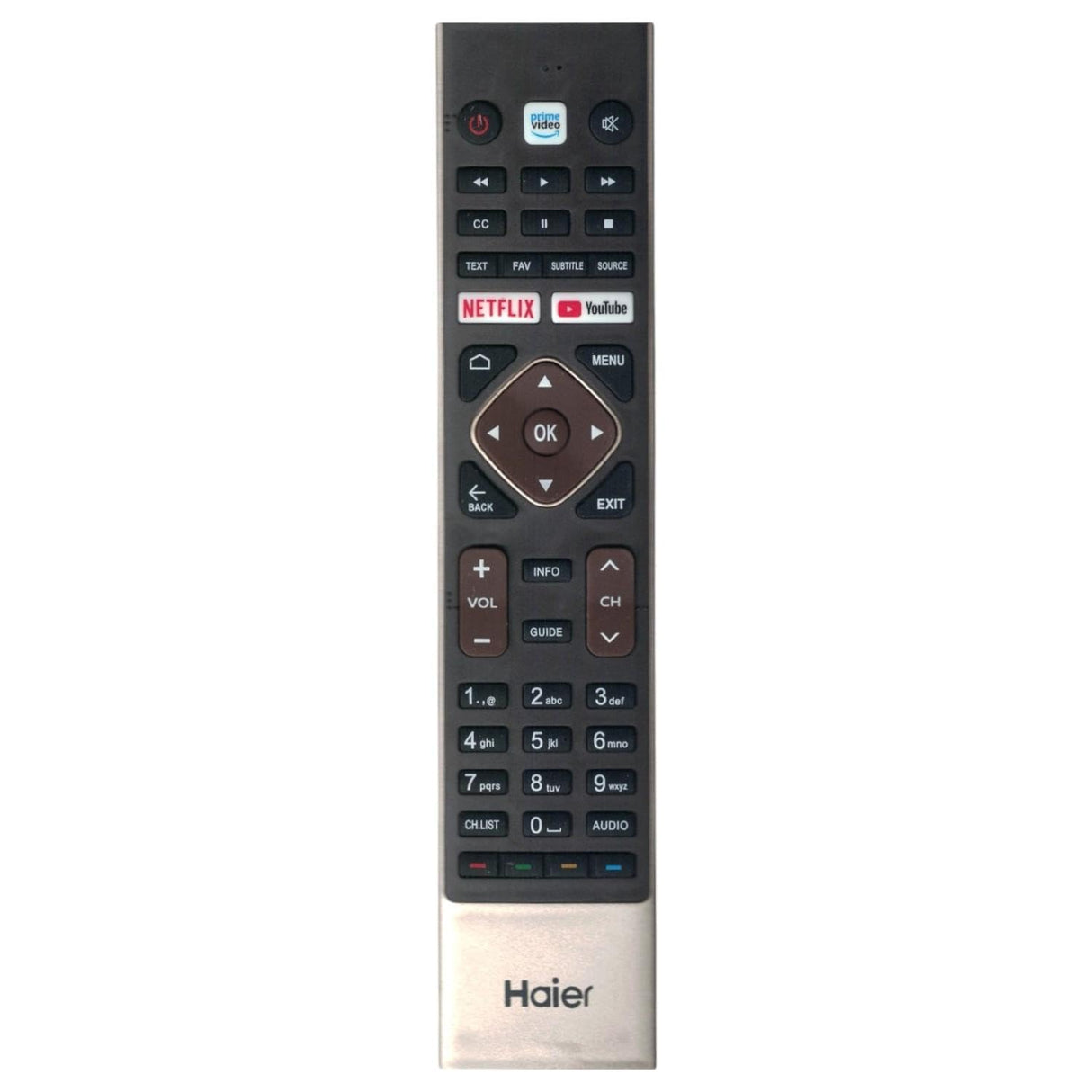 جهاز تحكم عن بعد بديل HTR-U27E من BURAQ متوافق مع تلفزيونات Haier الذكية HQGA UGA GA Series 32 40 43 50 55 58 65 75 بوصة جاهزة عالية الدقة بالكامل فائقة الوضوح QLED LED تلفزيون أندرويد - بدون تحكم صوتي، التوصيل والتشغيل
