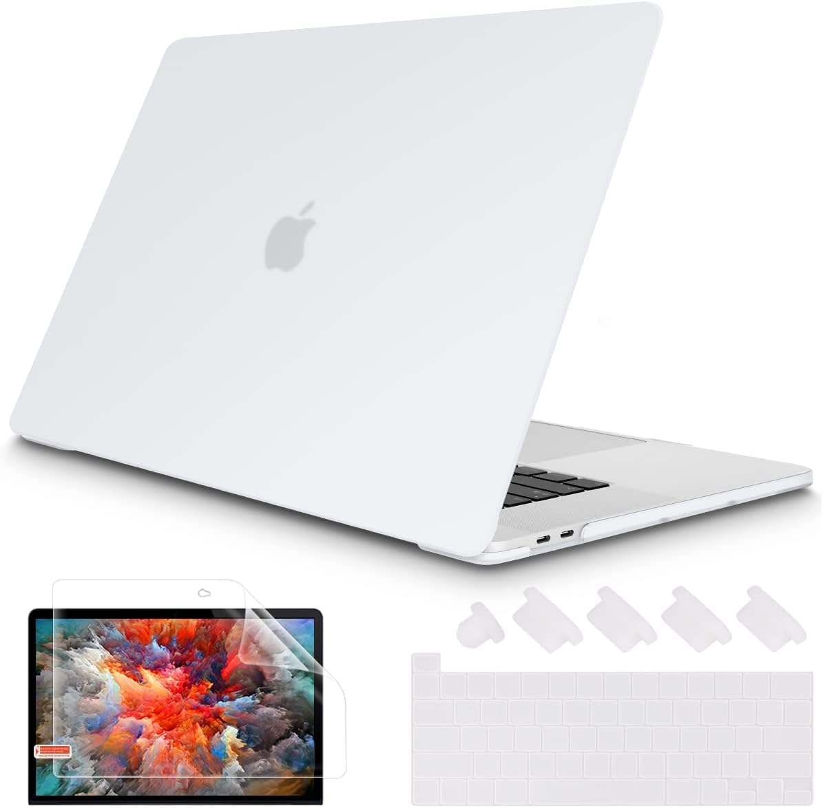 جراب AWH MacBook Pro 13 - 2021/2020 M1 A2338/A2289/A2251 مع شريط لمس ومعرف اللمس، غطاء صلب غير لامع مع غطاء لوحة مفاتيح وواقي شاشة لجهاز MacBook Pro 13 بوصة - شفاف