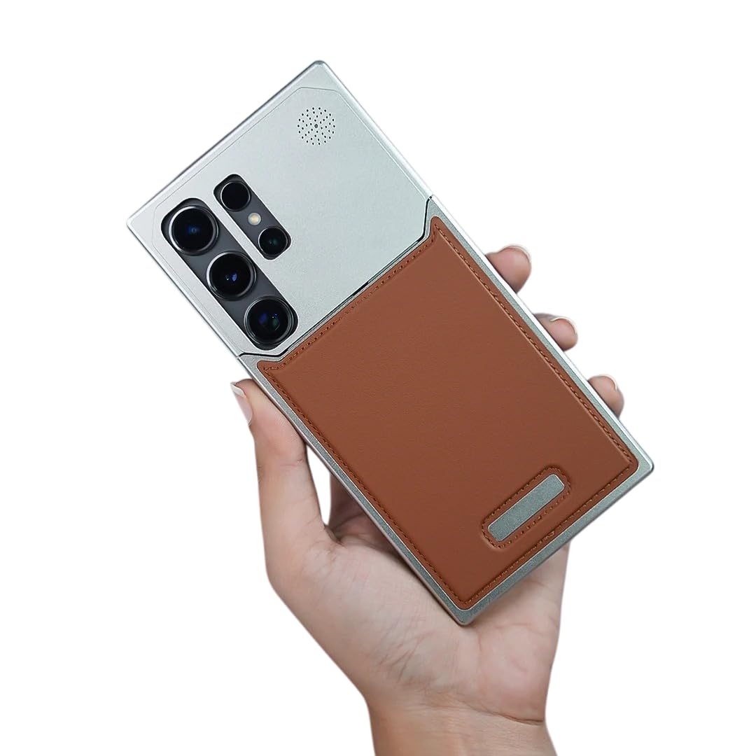 :جراب الشحن المغناطيسي من Next Store متوافق مع هاتف Samsung Galaxy S25 Ultra - تصميم مجوف من الجلد الفاخر، وظهر من الألومنيوم، وخاصية العطر (برتقالي)