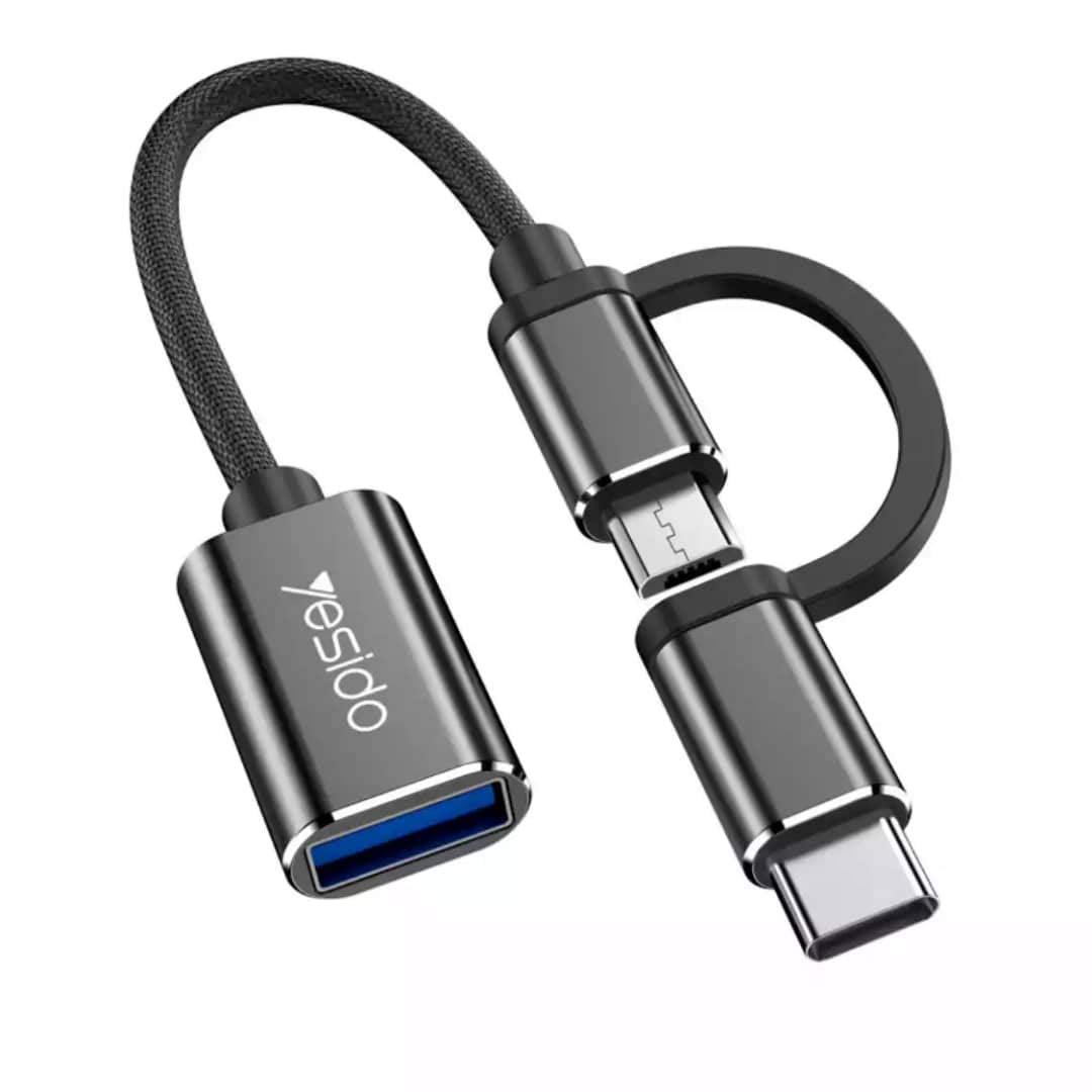 Yesido 2 في 1 OTG usb3.0 نقل بيانات فائق السرعة (GS02) - أسود