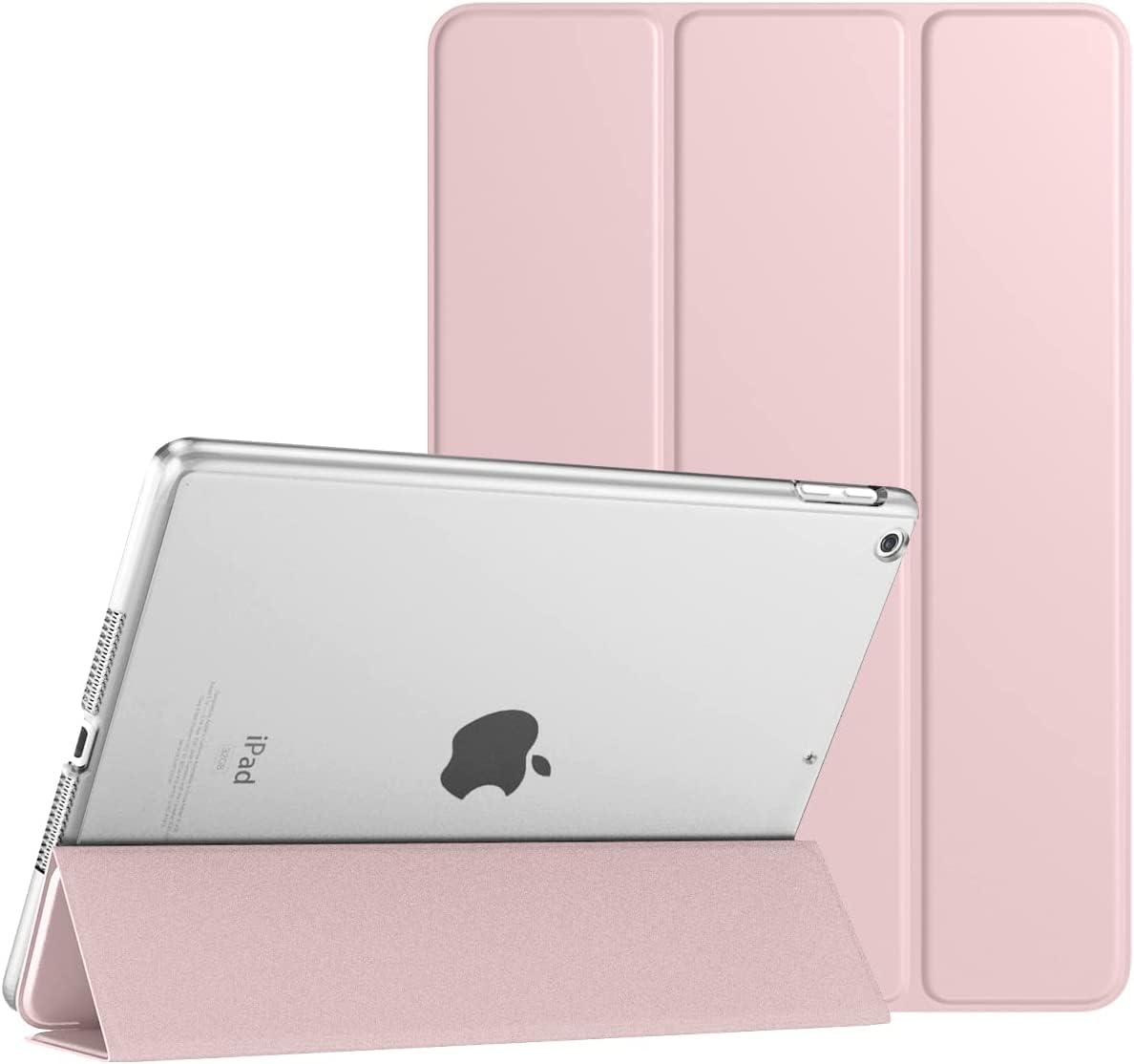 جراب AWH لجهاز iPad 10.2 - جراب iPad الجيل التاسع 2021/ iPad الجيل الثامن 2020/ iPad الجيل السابع 2019 - غطاء واقٍ ذكي رفيع شفاف من البولي كربونات الصلب مع حامل - وردي فاتح